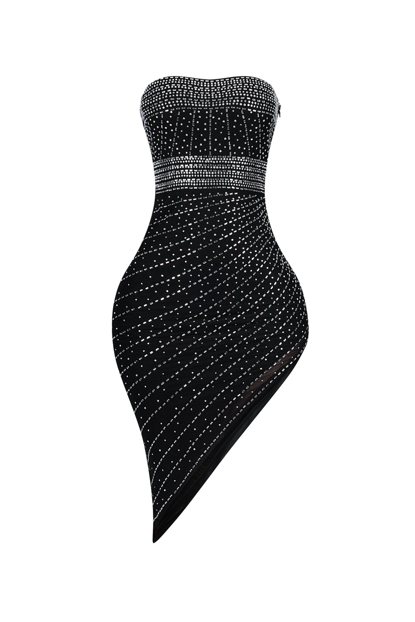 Adriana Tube Rhinestone Asymmetrical Midi Dress - Image 3