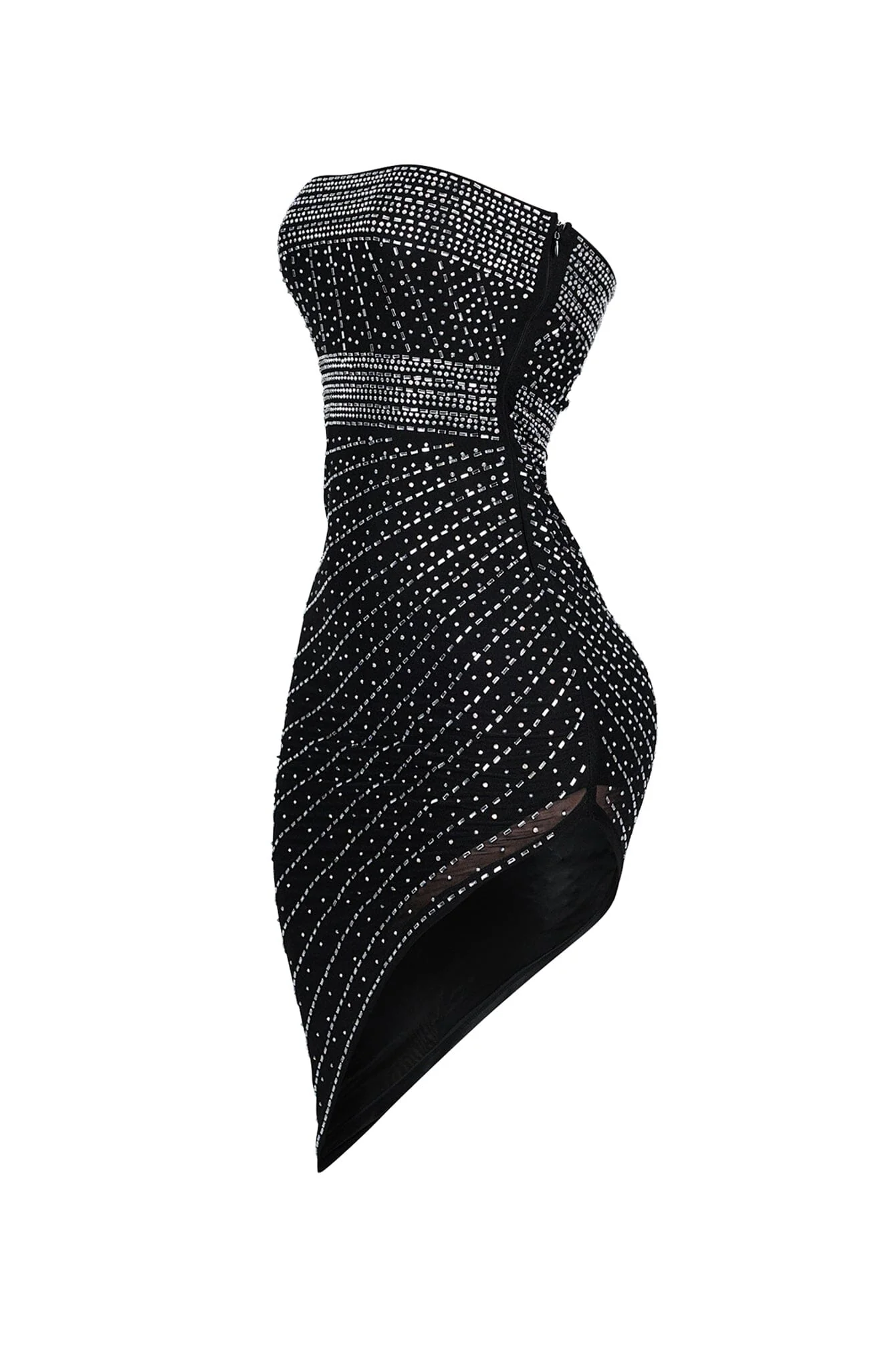 Adriana Tube Rhinestone Asymmetrical Midi Dress - Image 4