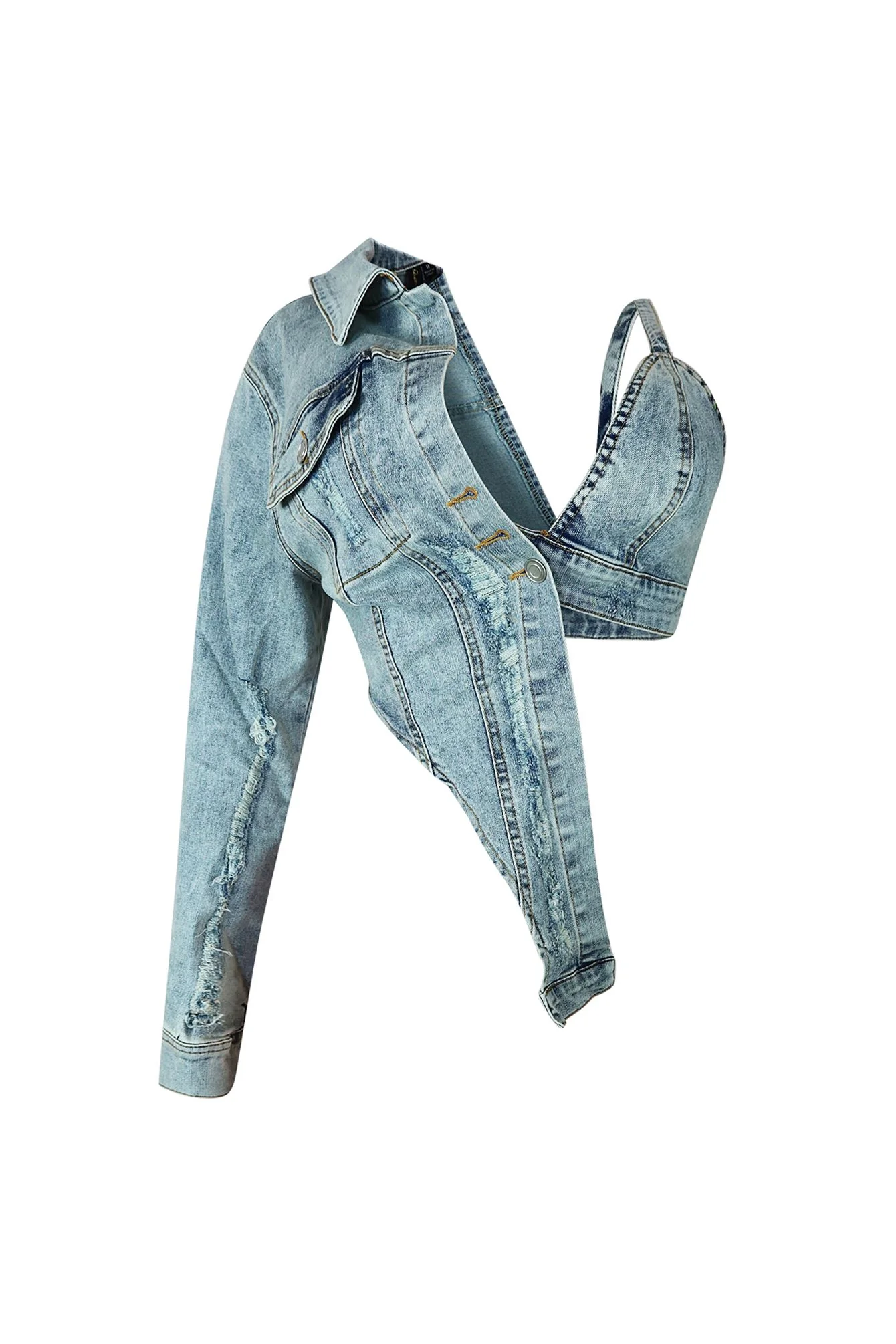 Ajay Unbalanced Denim Top - Image 3