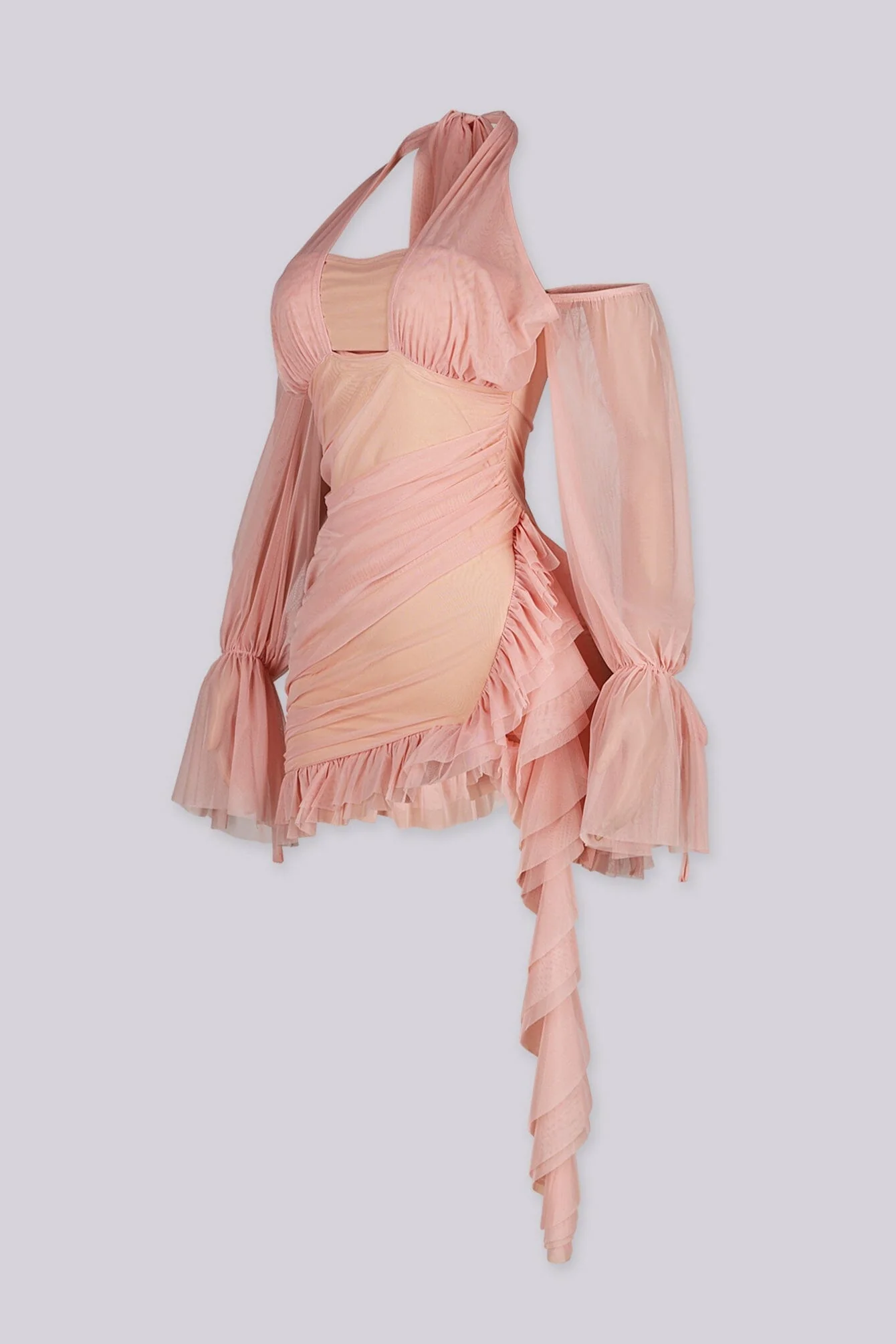 Aleera Mesh Ruffle Mini Dress - Image 10