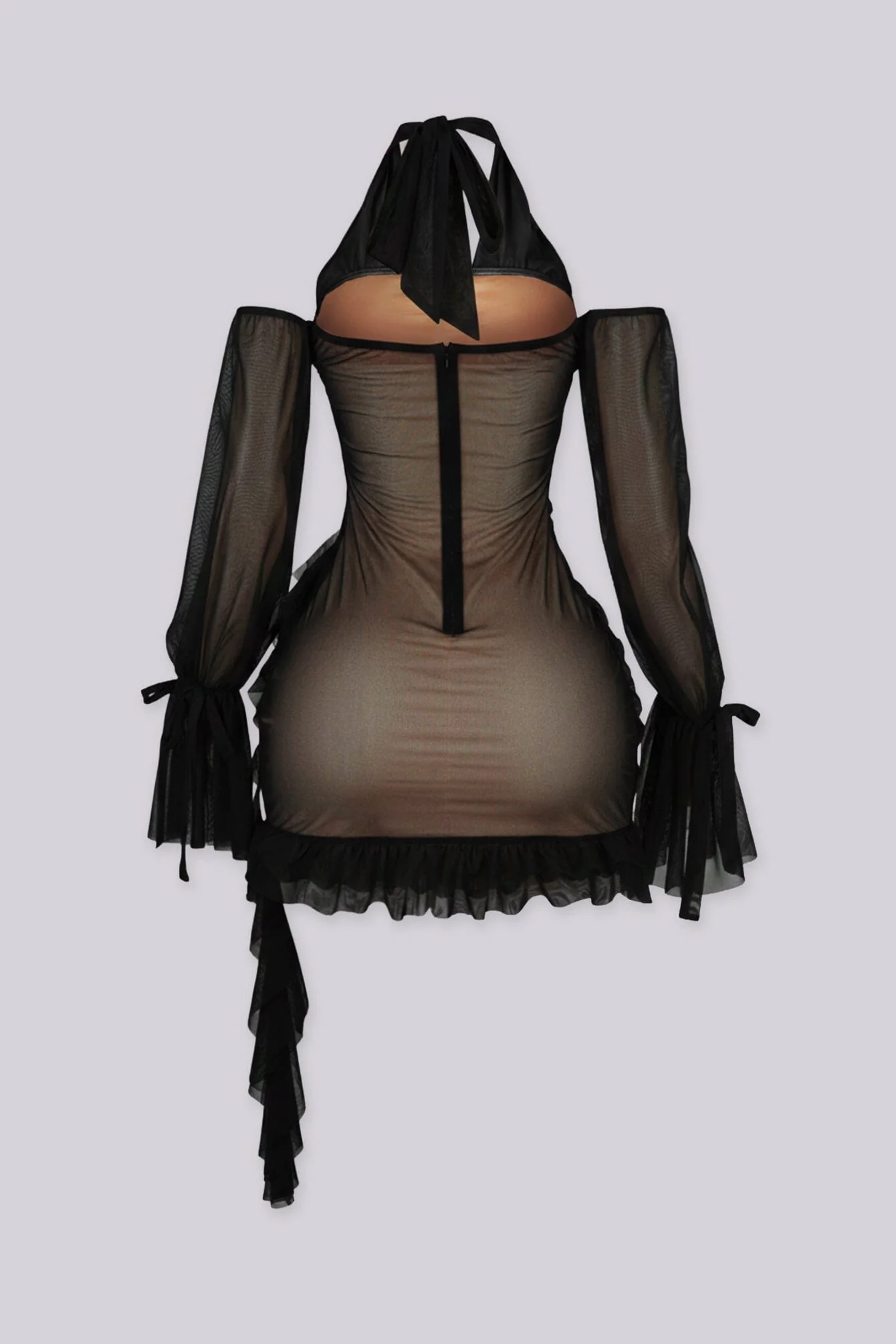 Aleera Mesh Ruffle Mini Dress - Image 11