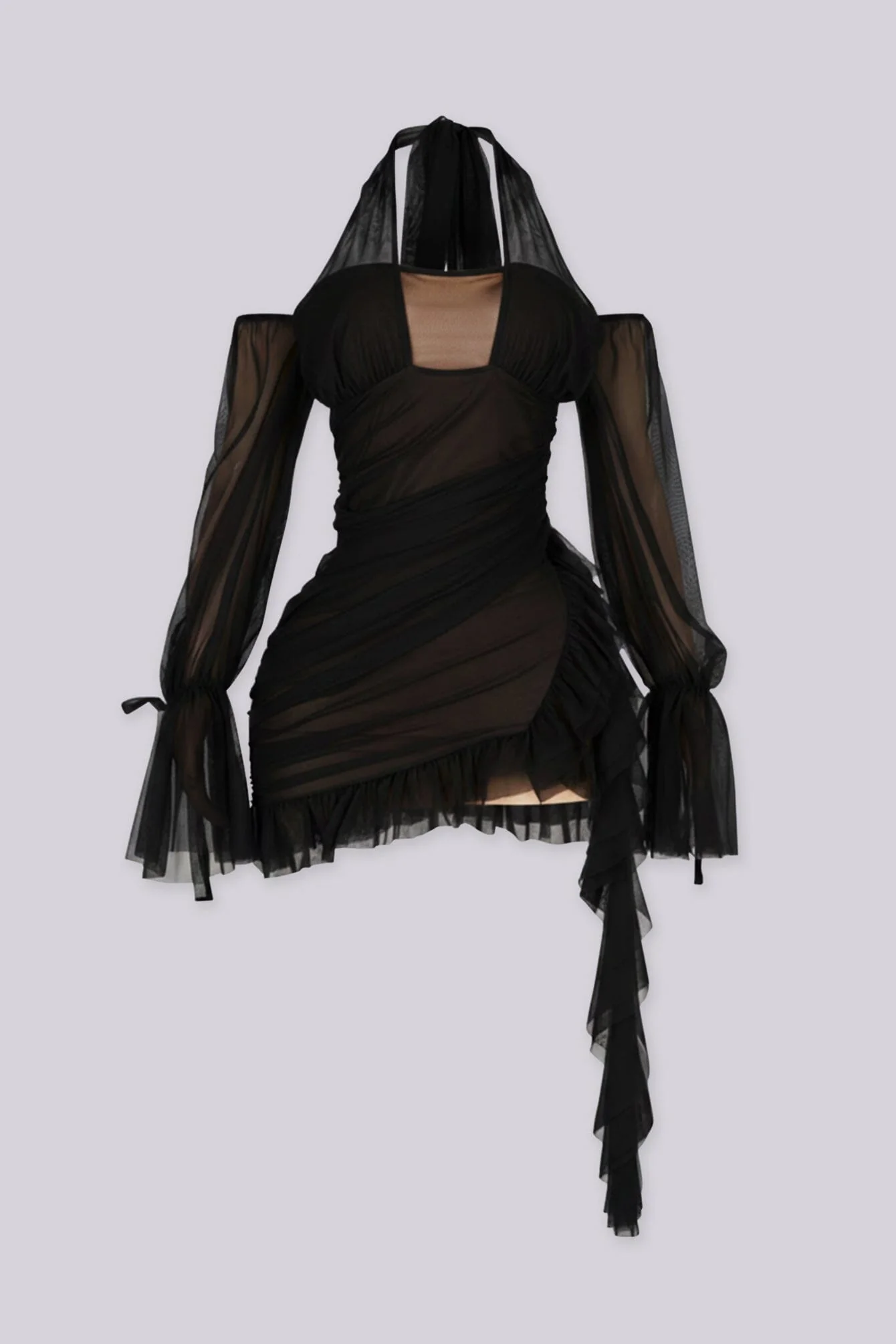Aleera Mesh Ruffle Mini Dress - Image 7