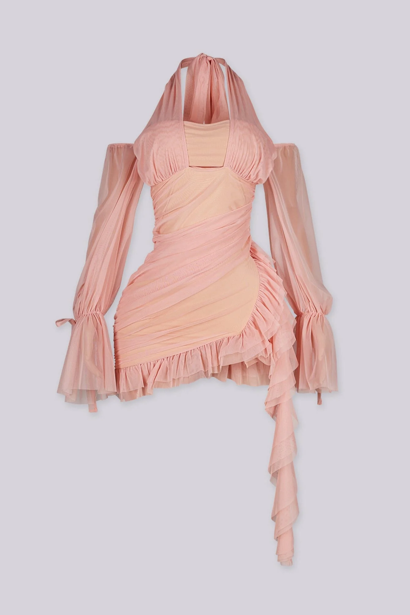 Aleera Mesh Ruffle Mini Dress - Image 8