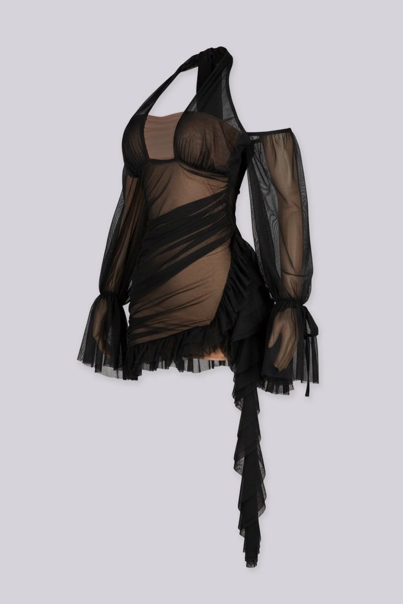Aleera Mesh Ruffle Mini Dress - Image 9