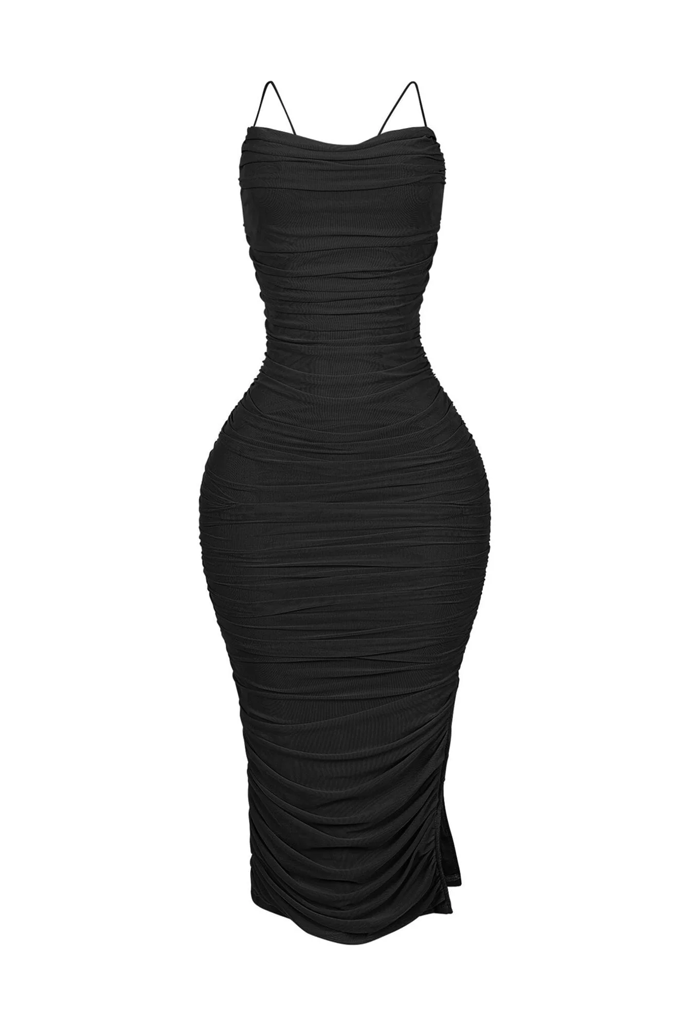 Alyssa Mesh Ruched Midi Dress - Image 11
