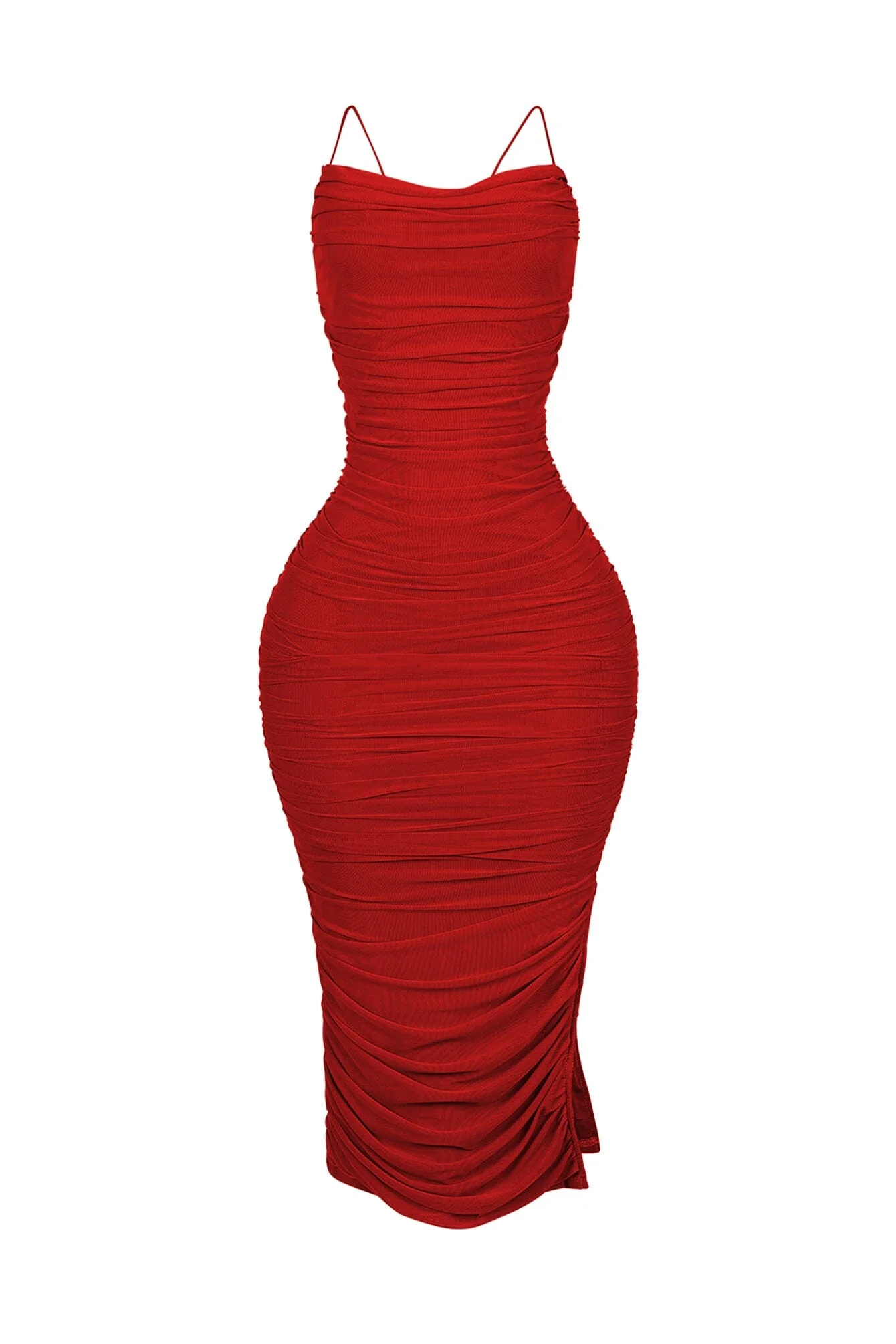Alyssa Mesh Ruched Midi Dress - Image 12
