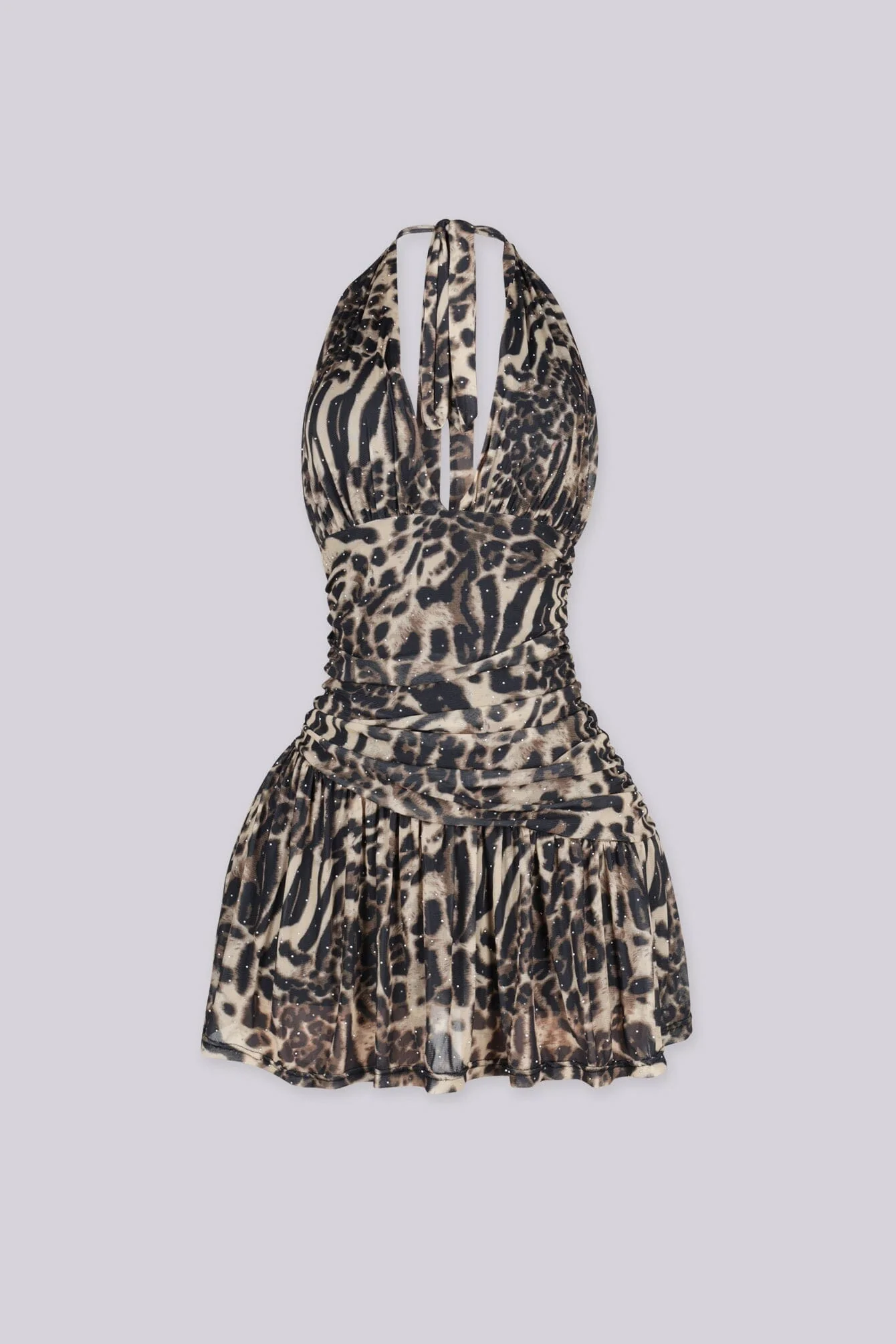 Amalia Rhinestone Halter Mini Dress