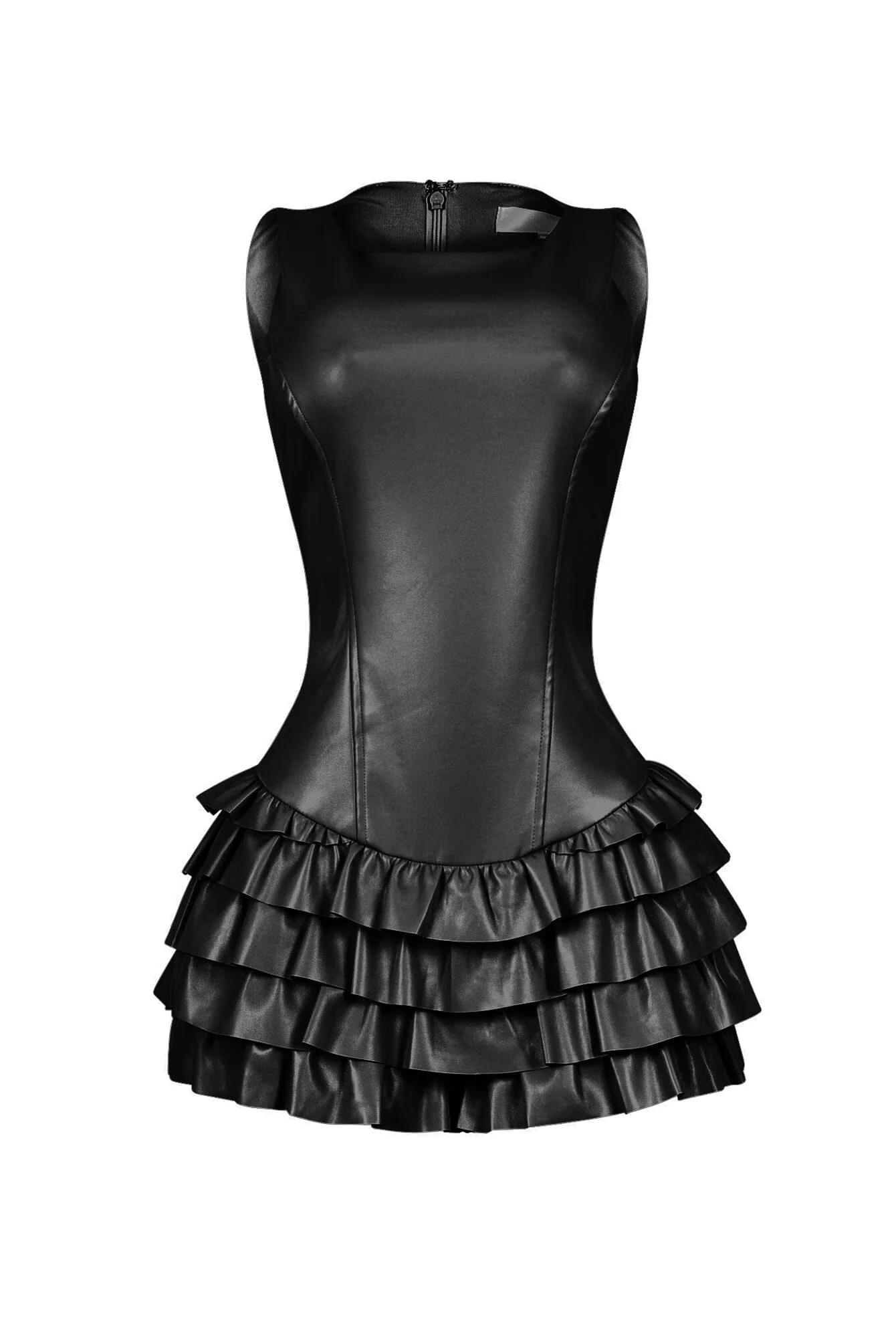 Amanza Faux Leather Ruffle Romper - Image 5