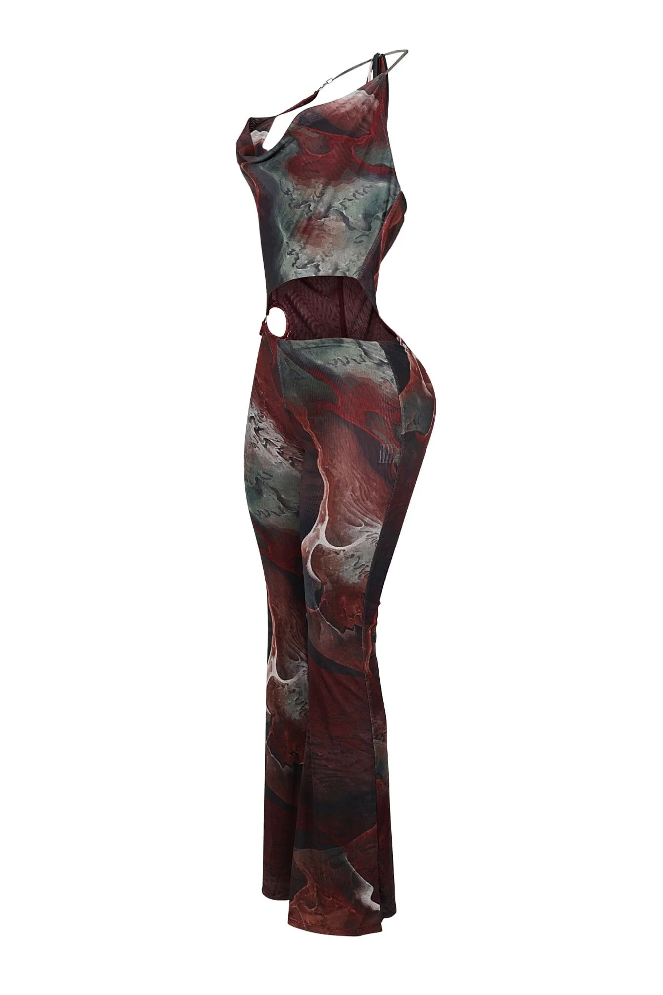 Amarie Mesh Print Cutout Halter Jumpsuit - Image 4