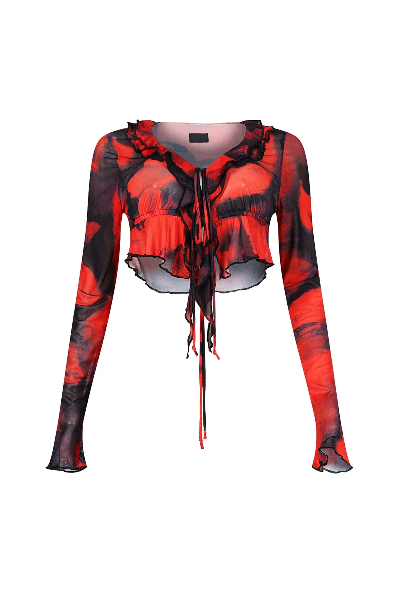 Amelia Mesh Print Ruffle Top - Image 4