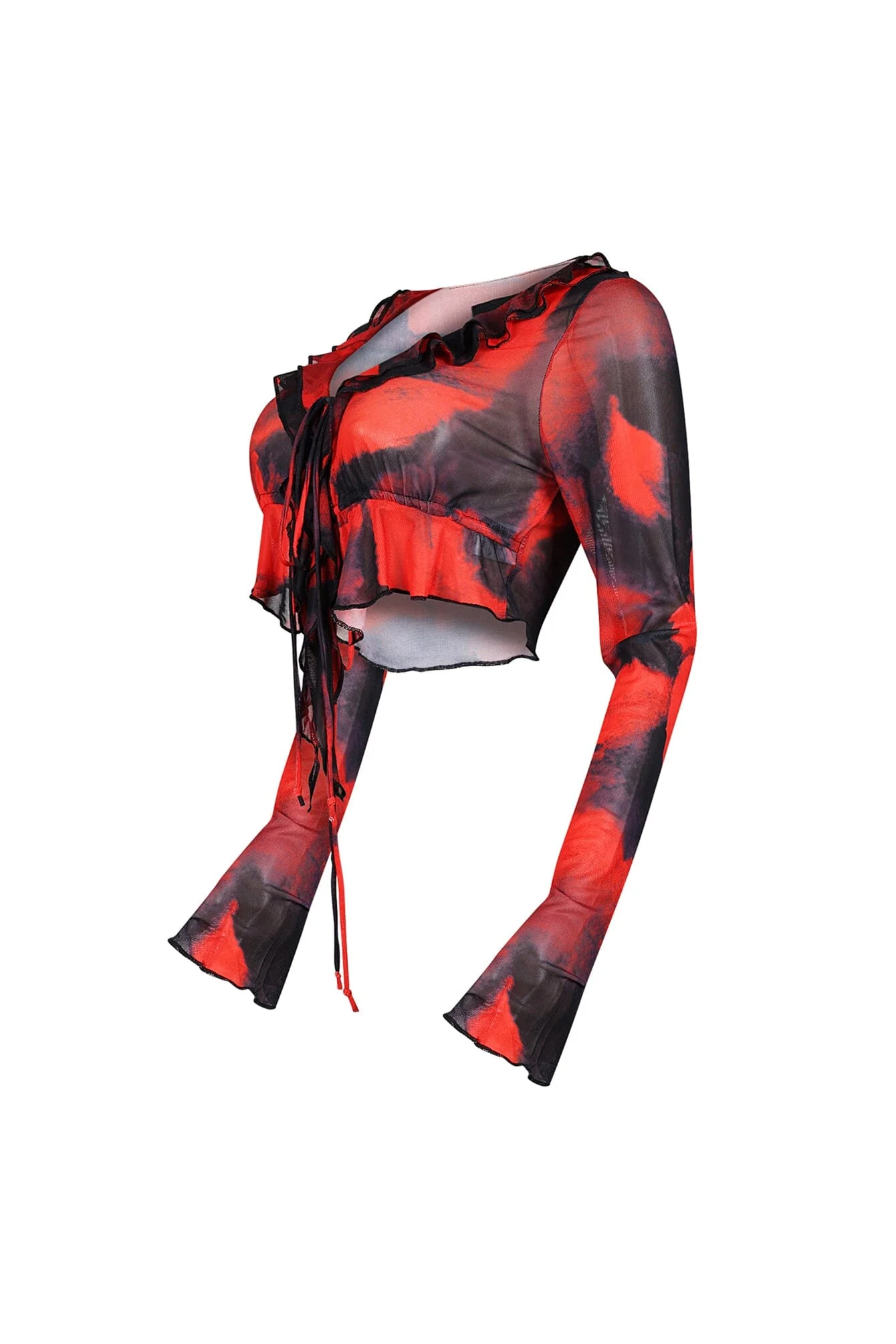 Amelia Mesh Print Ruffle Top - Image 5