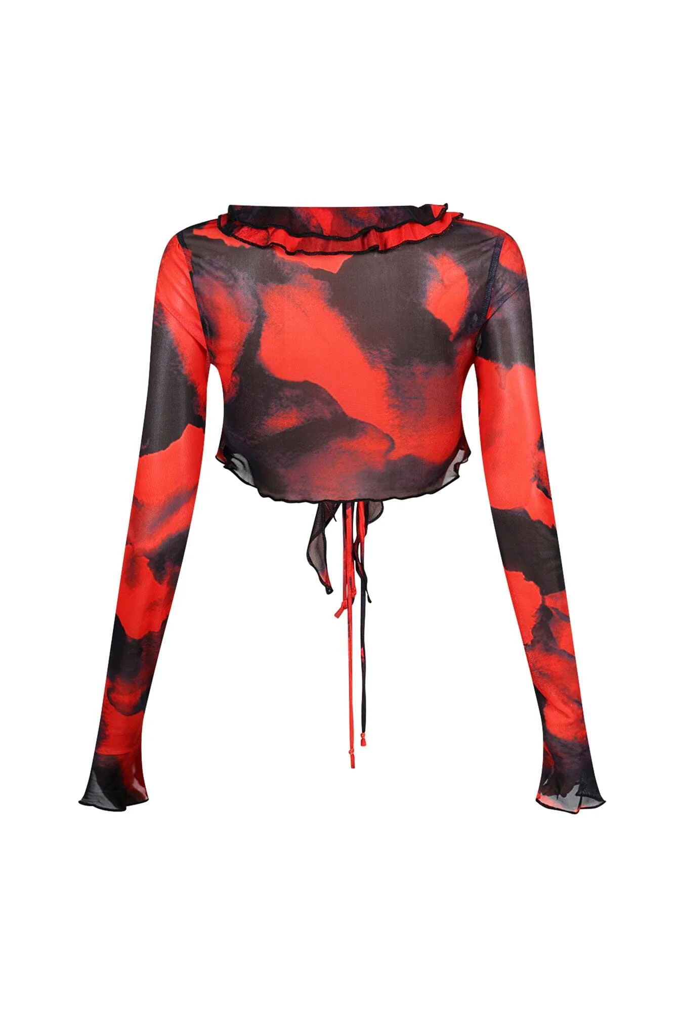 Amelia Mesh Print Ruffle Top - Image 6