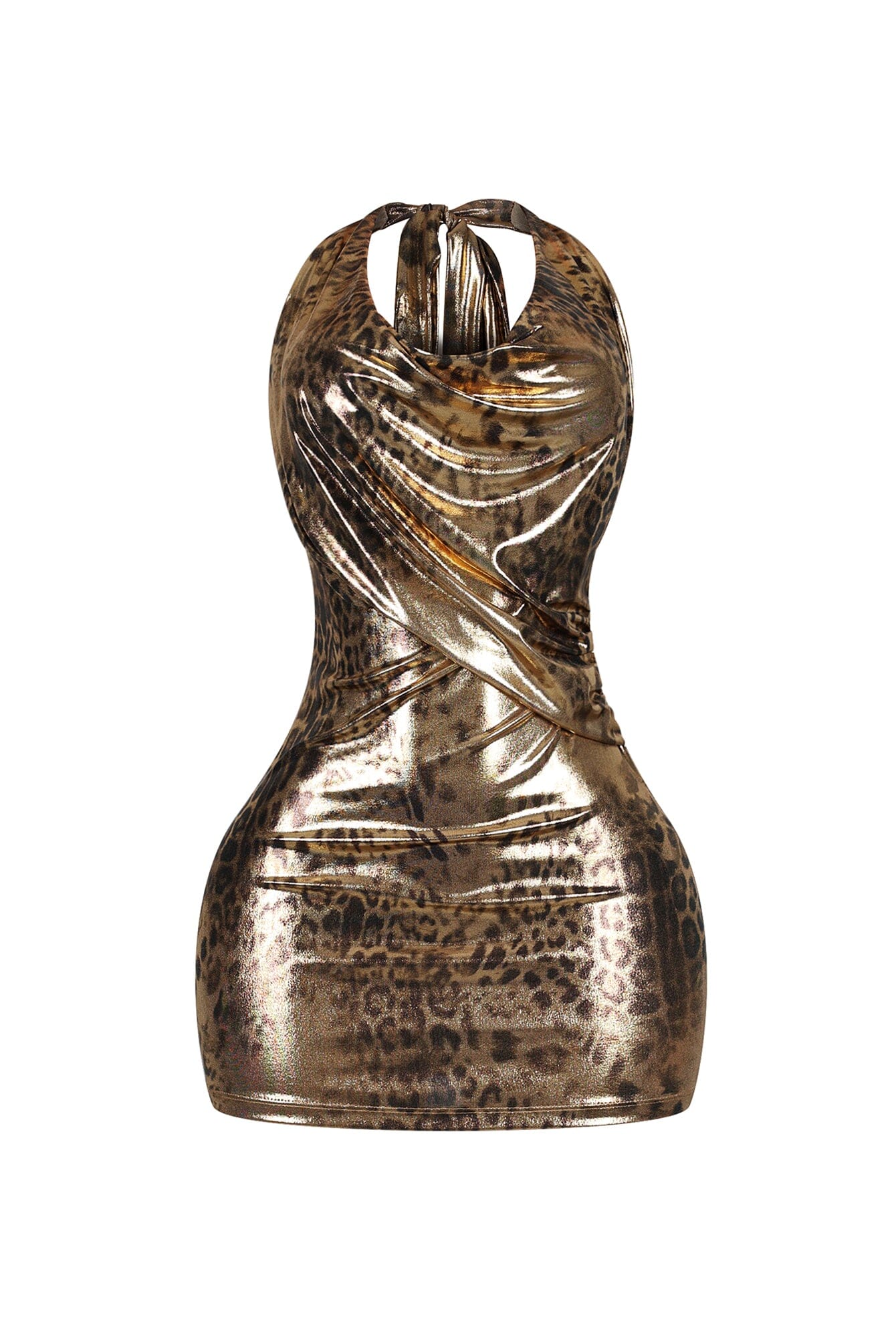 Anika Cowl Neck Foil Print Mini Dress - Image 3