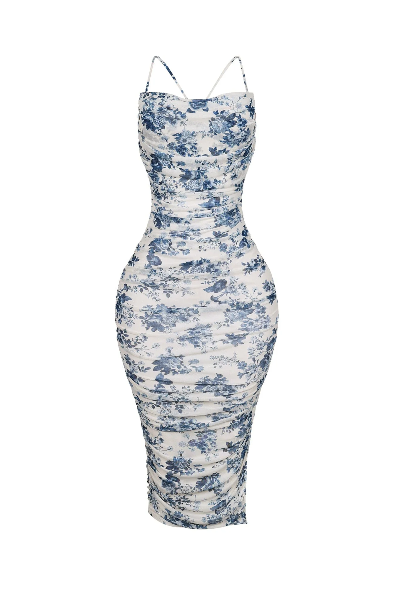 Anfissa Mesh Floral Ruched Tank Dress - Image 3
