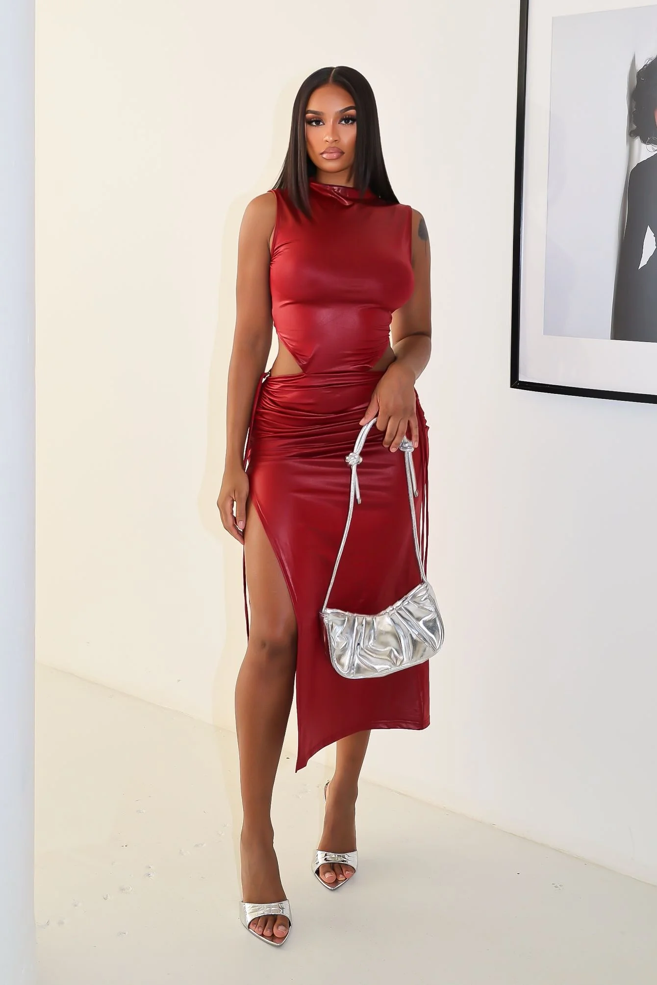 Astoria Faux Leather Maxi Dress - Image 2