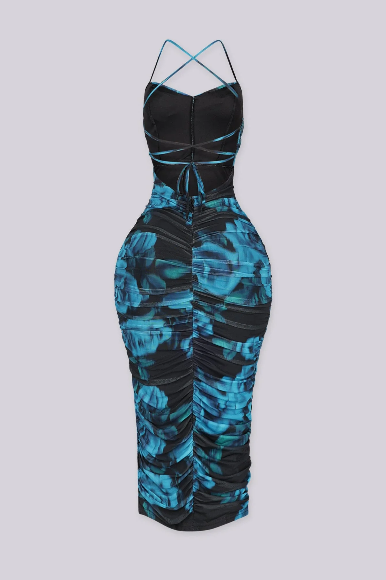 Atlantis Ruched Mesh Midi Dress - Image 5