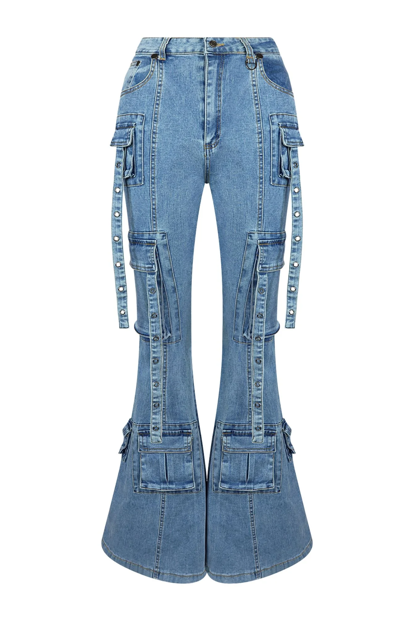 Attention Bell Bottom Pockets Detail Jeans - Image 3