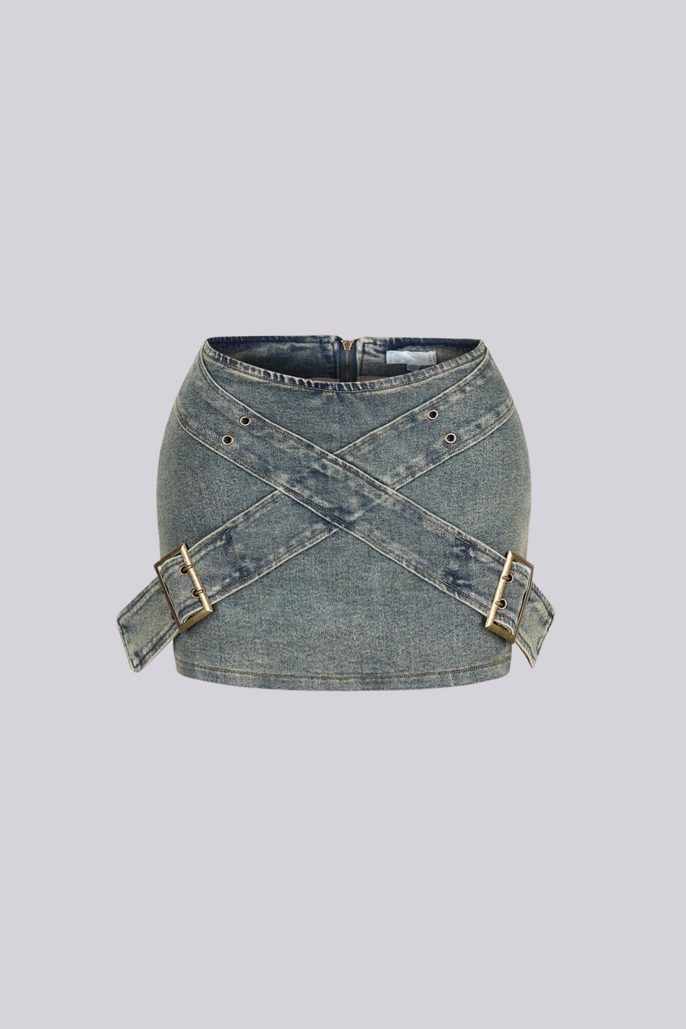 Audrey Belted Denim Mini Skirt - Image 3