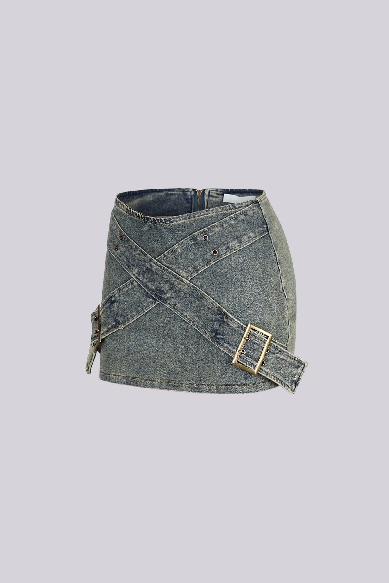 Audrey Belted Denim Mini Skirt - Image 4