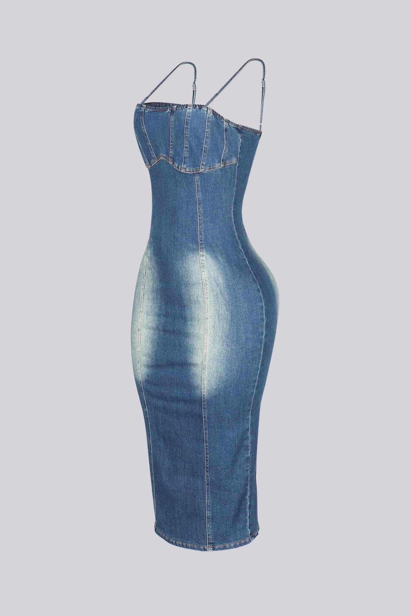 Ava Contour Denim Midi Dress - Image 6