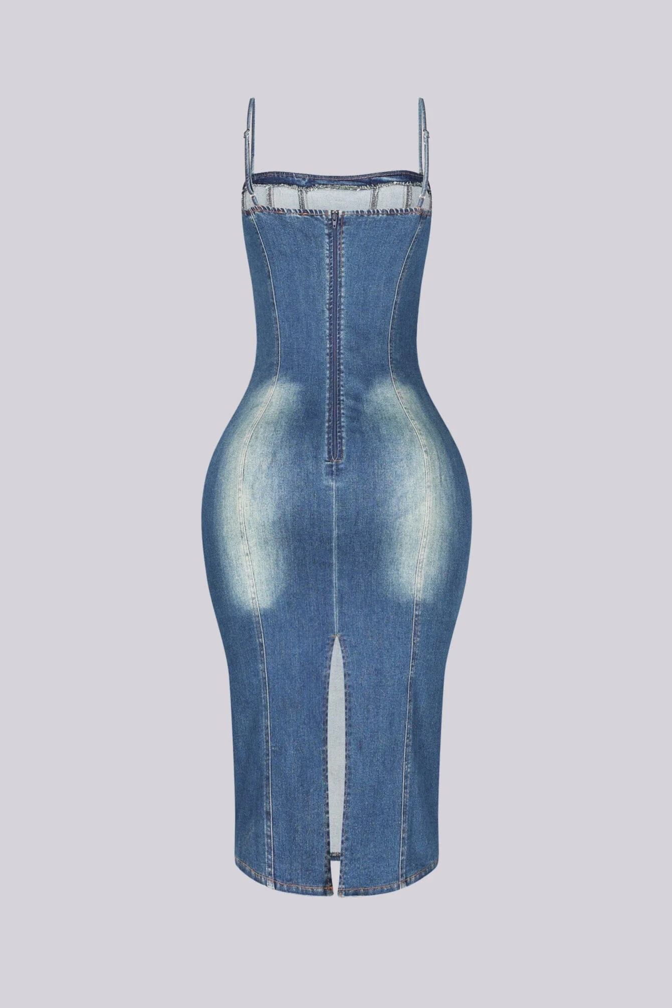 Ava Contour Denim Midi Dress - Image 7