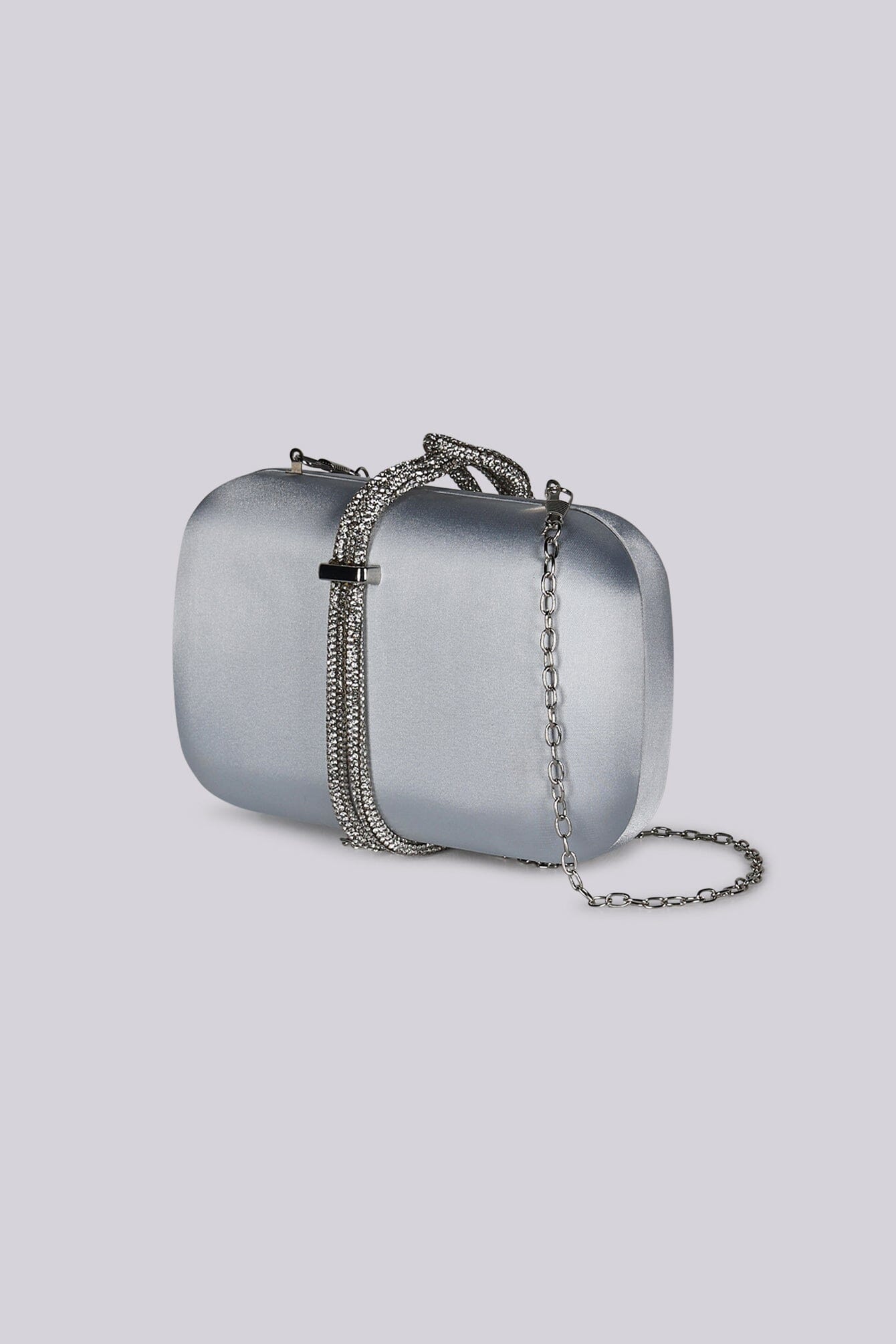 Aveline Silver Satin Evening Clutch - Image 3
