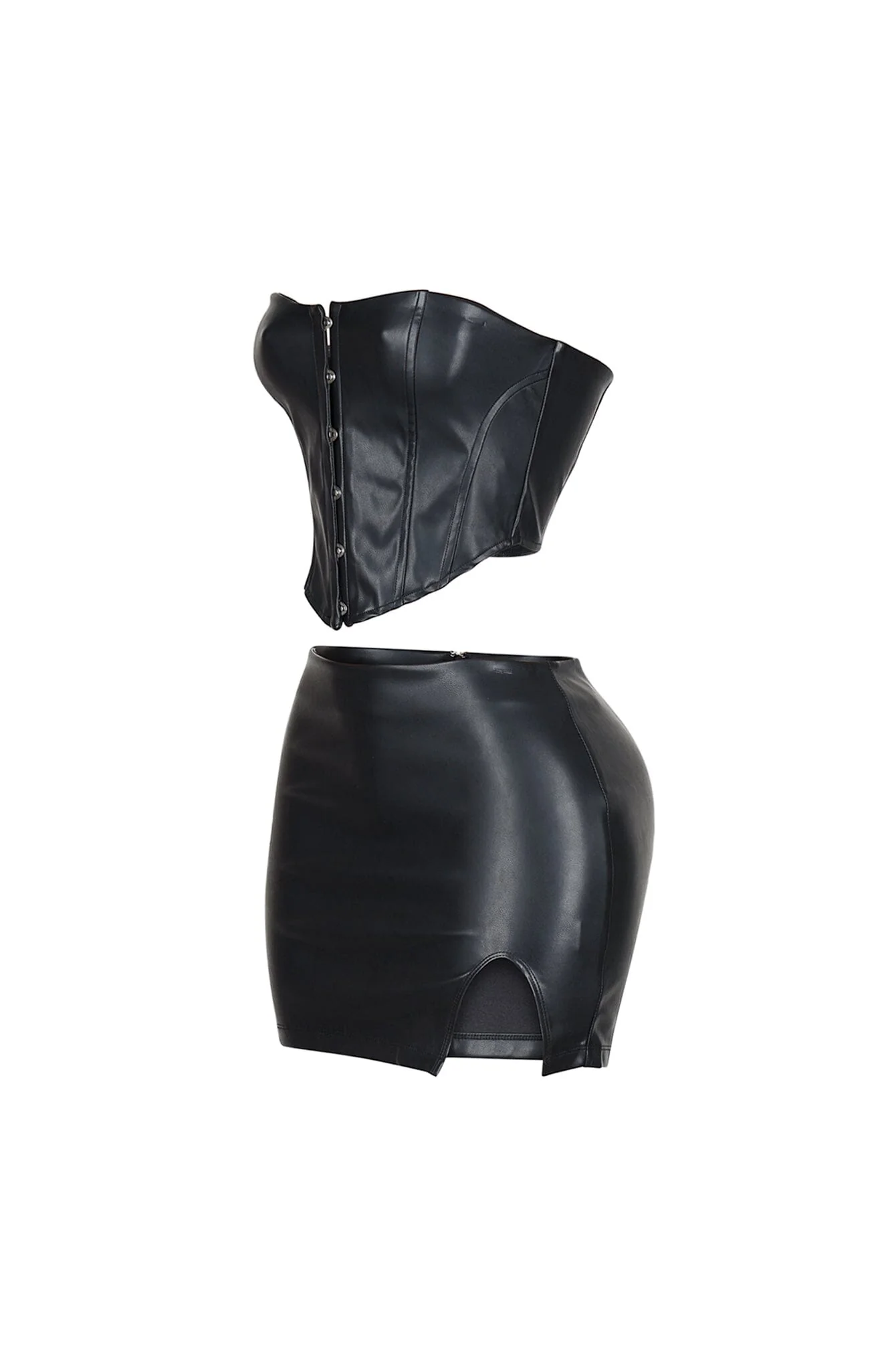 Baddie Style Leather Top & Skirt SET - Image 5
