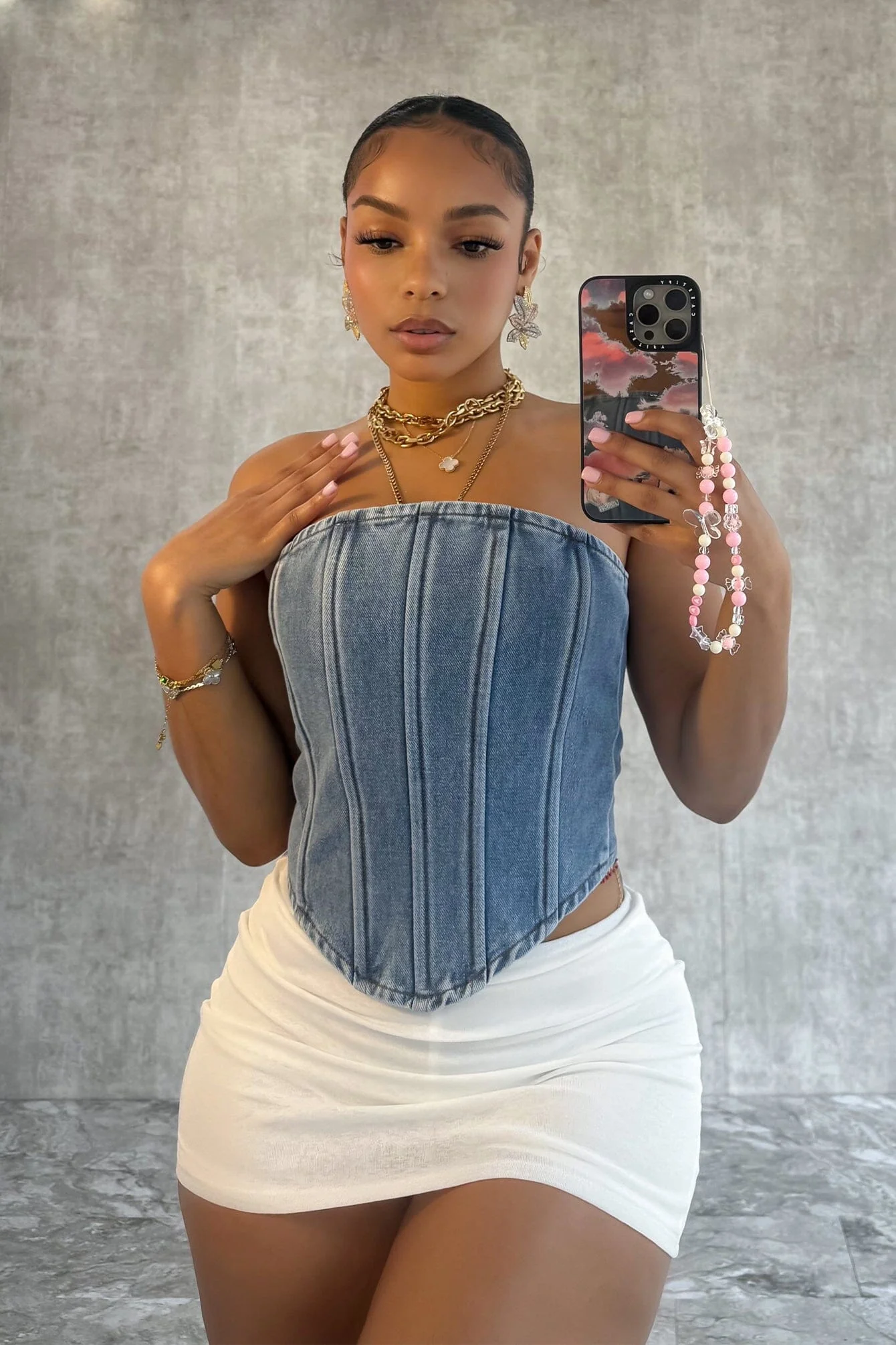 Barbara Boned Denim Corset Top - Image 3