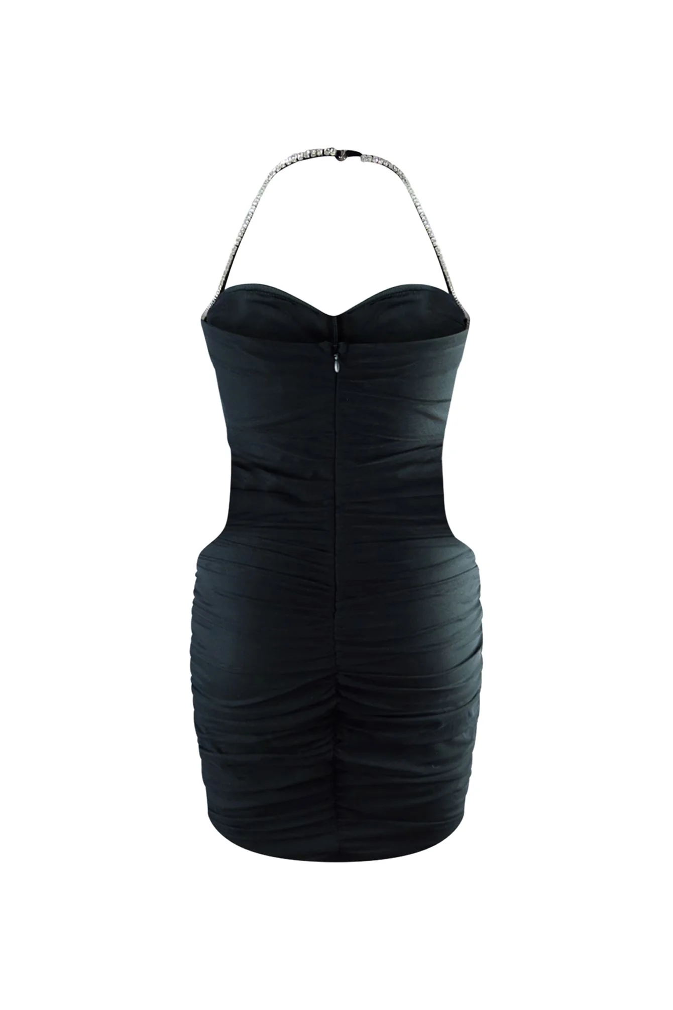 Be Mine Rhinestone Trim Halter Mesh Dress - Image 4