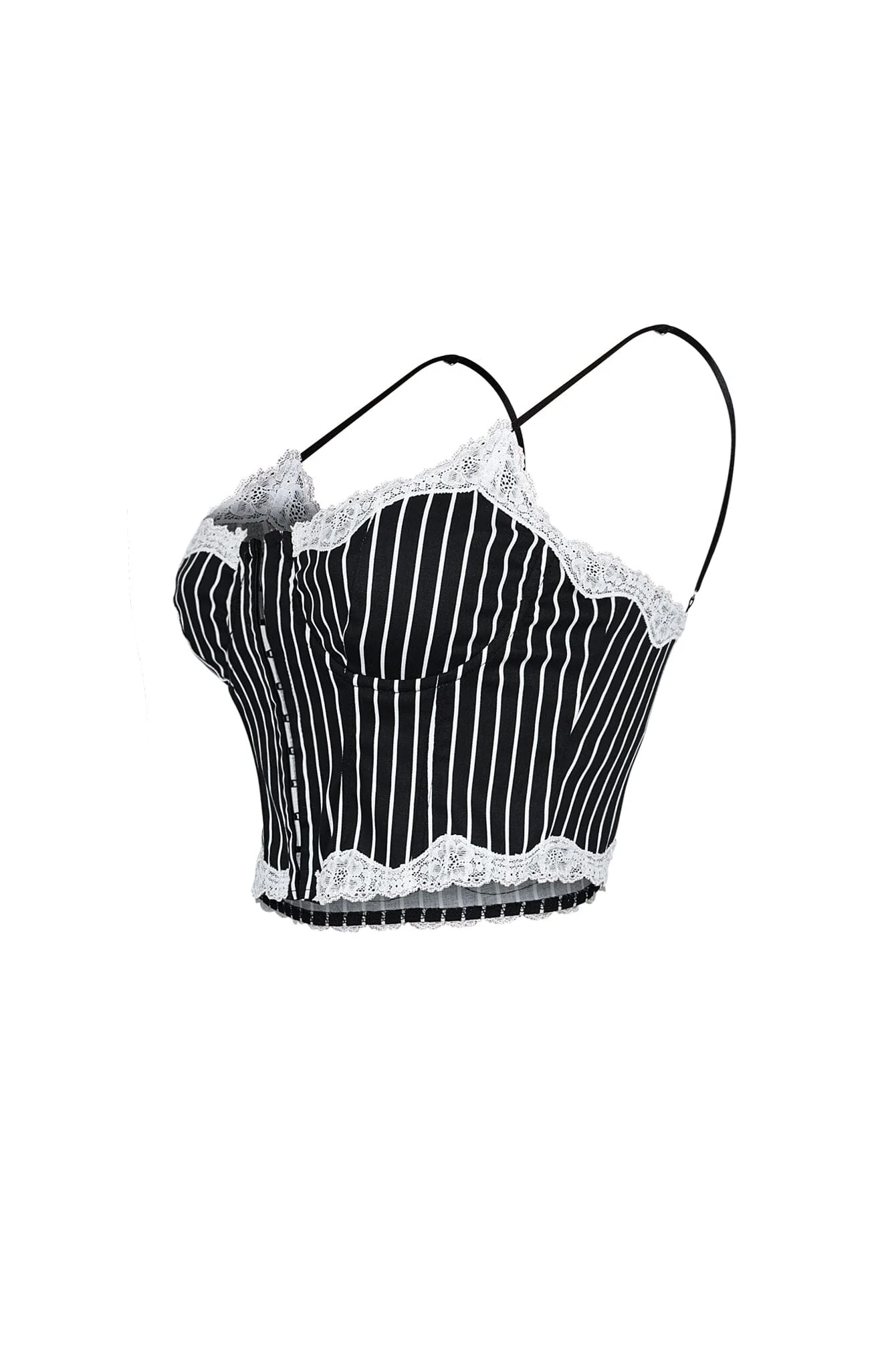 Becky Pinstripe Lace Trim Bustier Top - Image 4