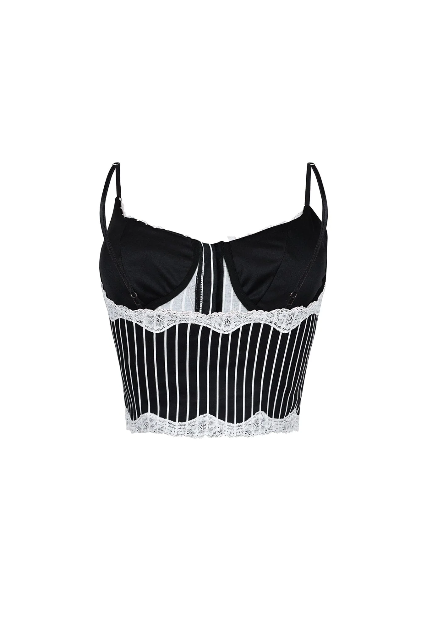 Becky Pinstripe Lace Trim Bustier Top - Image 5