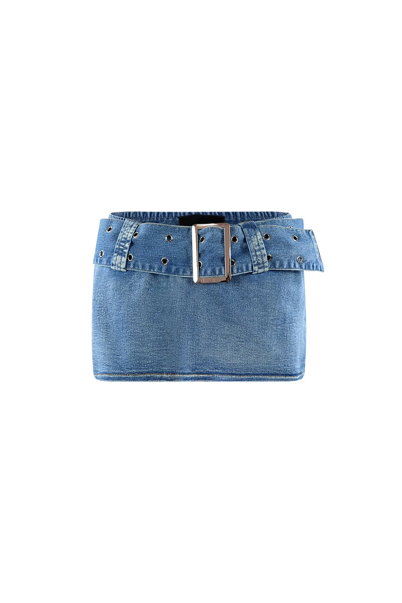 Begin Again Denim Belted Micro Skirt - Image 2