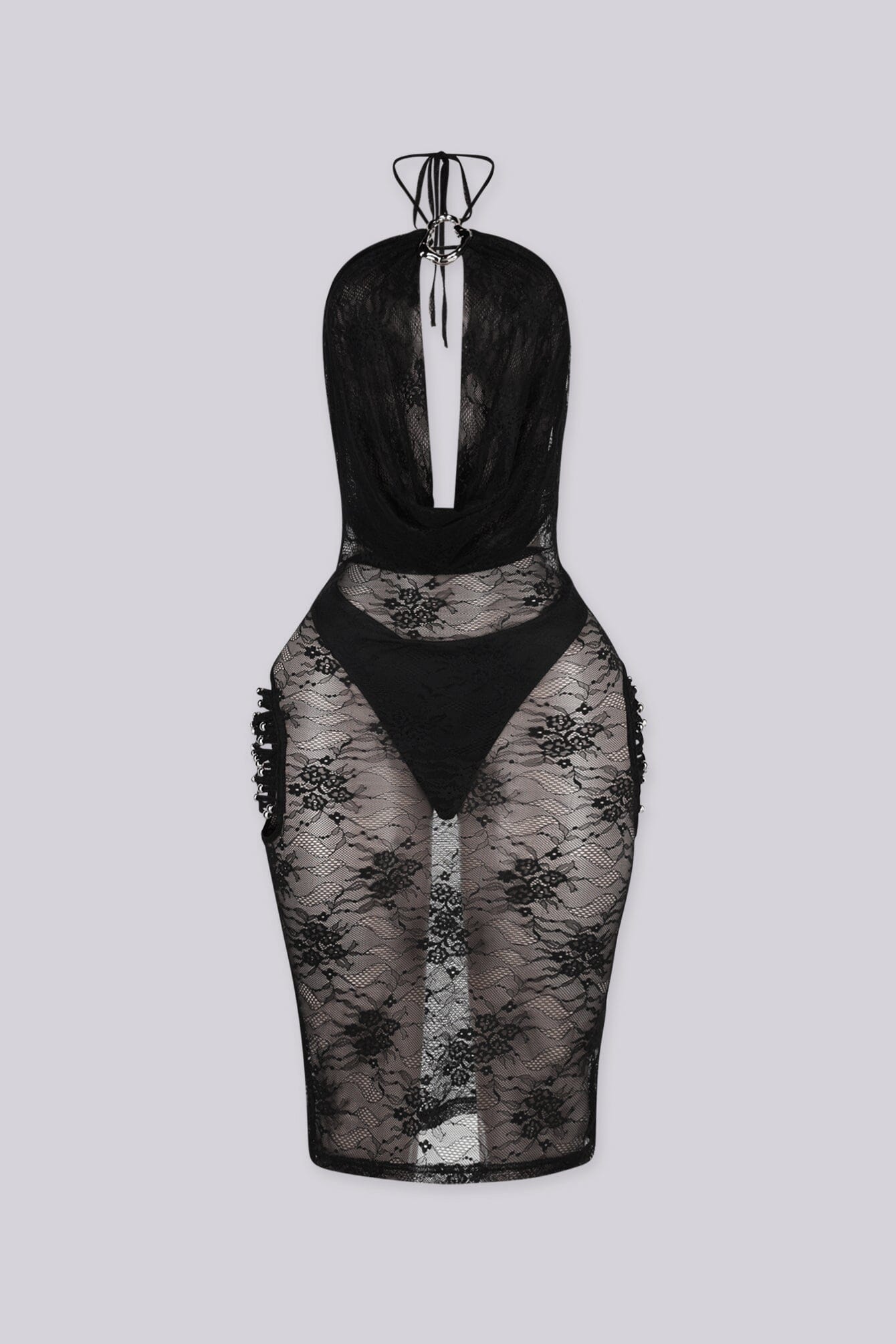 Belen Sheer Lace Halter Neck Midi Dress - Image 4