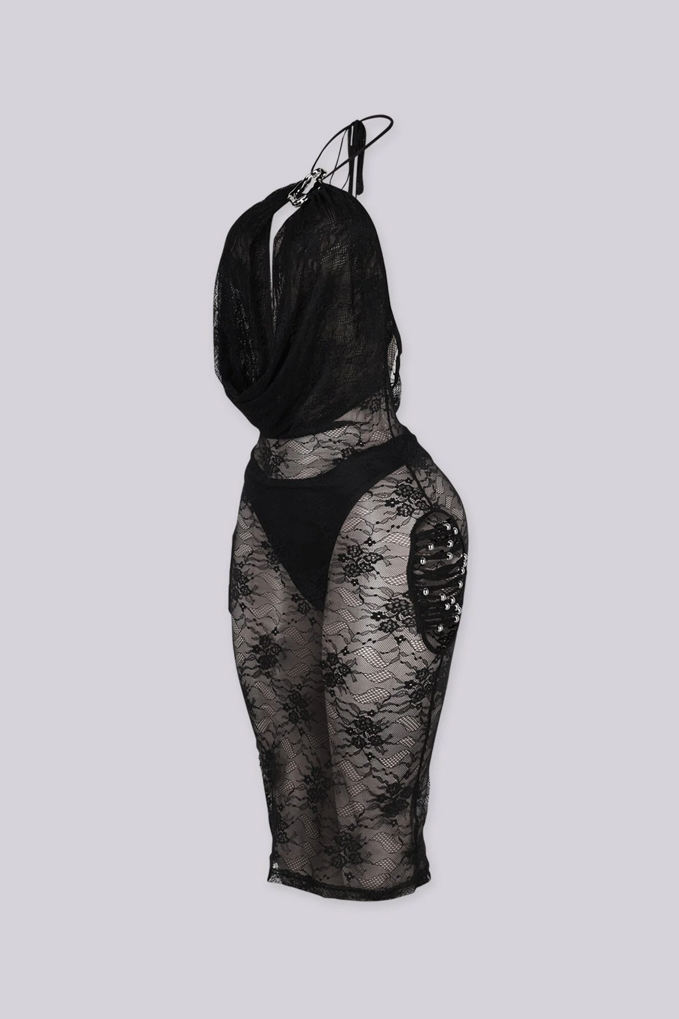 Belen Sheer Lace Halter Neck Midi Dress - Image 5