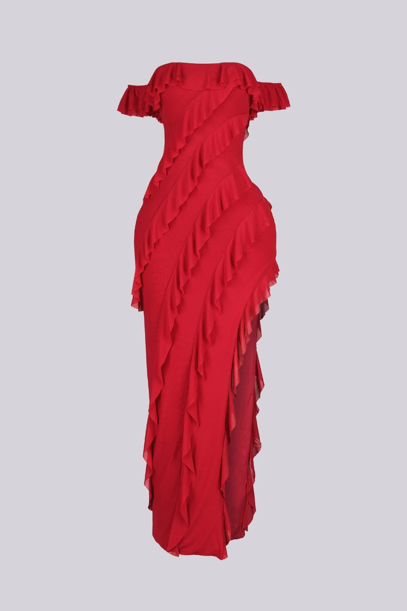 Belle Nuit Mesh Ruffled Maxi Dress - Image 7