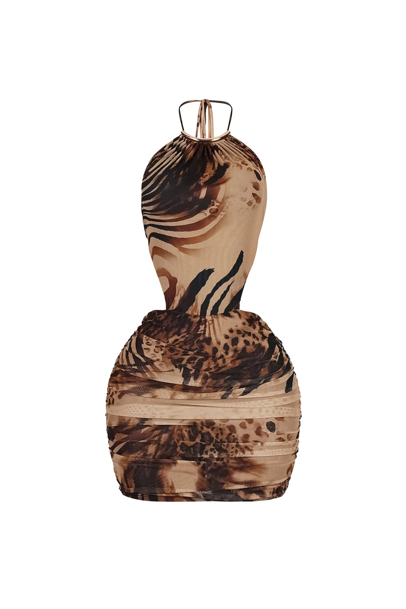 Bellina Mesh Print Halter Dress - Image 3