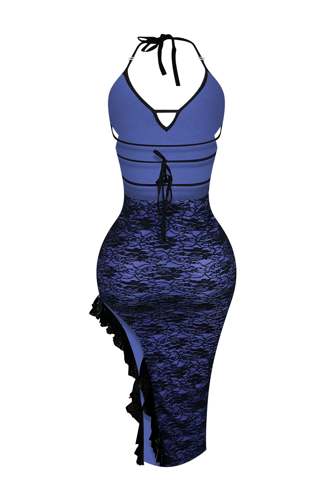 Bianca Halter Lace Midi Dress - Image 4