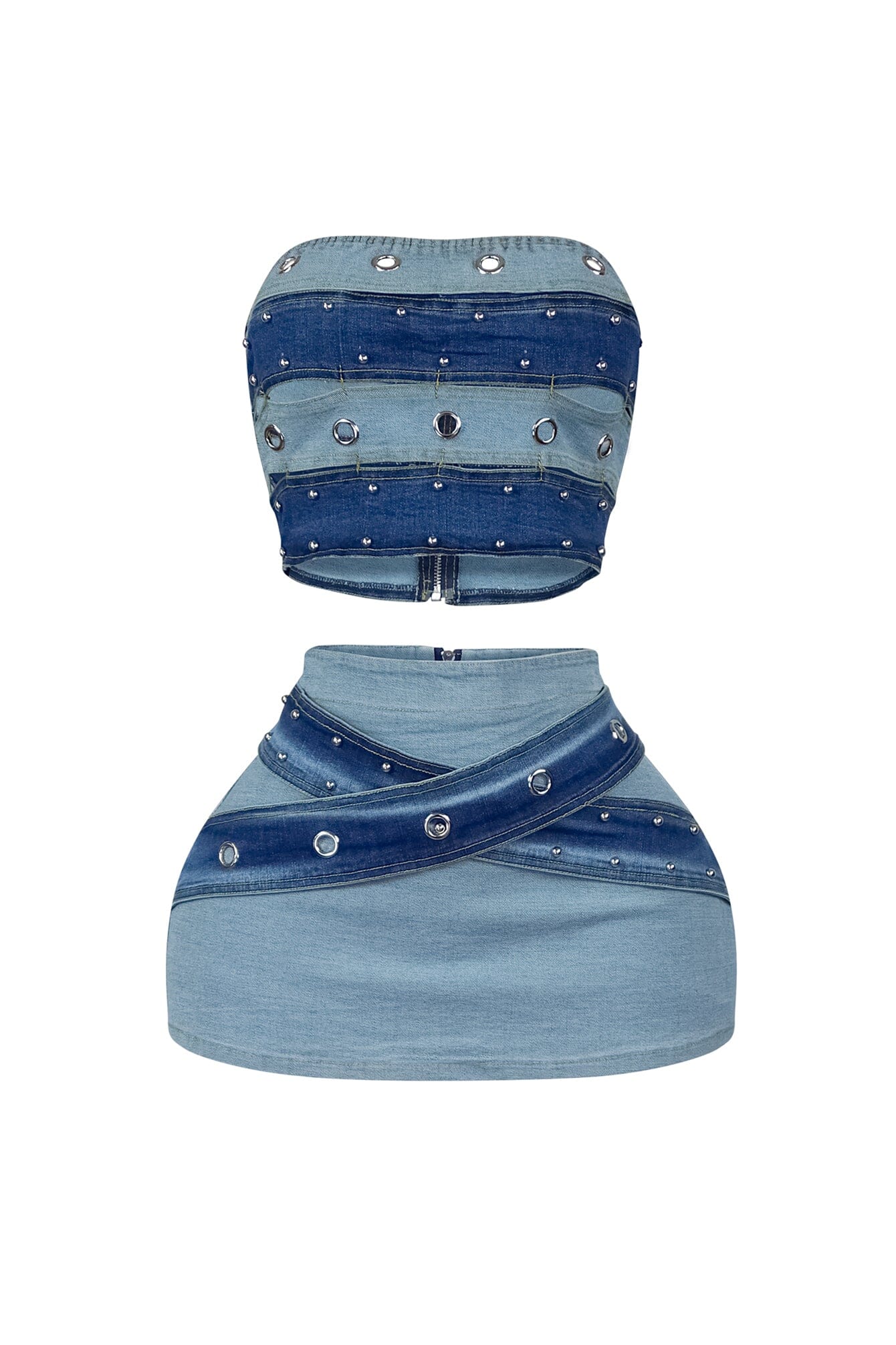 Blake Denim Tube Top & Skirt SET - Image 2