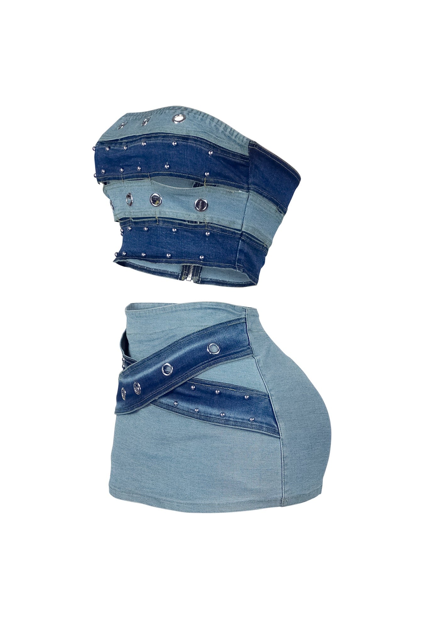 Blake Denim Tube Top & Skirt SET - Image 3