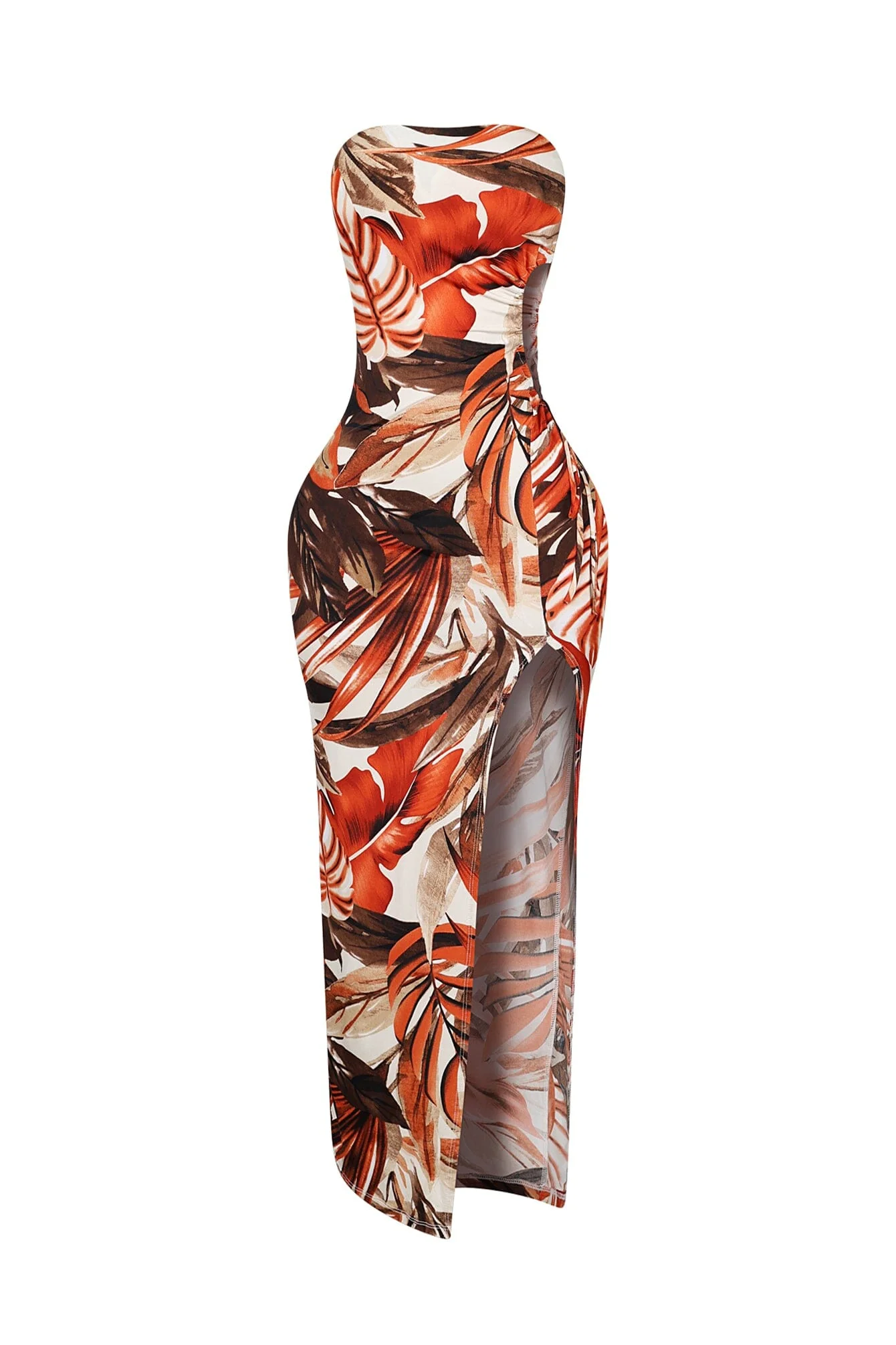 Botanical Cutout Floral Maxi Tube Dress - Image 3