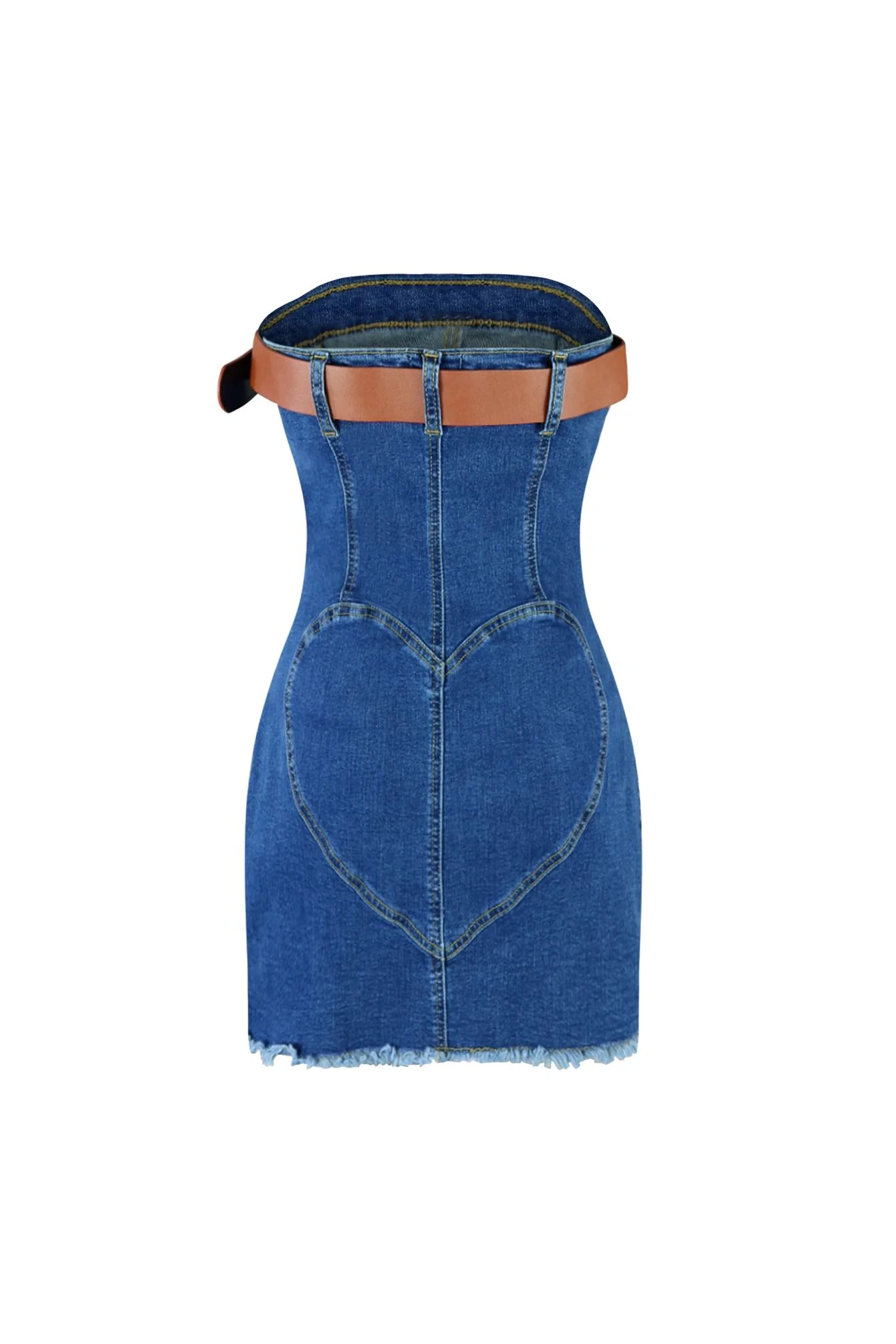 Bottoms Up Belted Denim Tube Dress - Image 6
