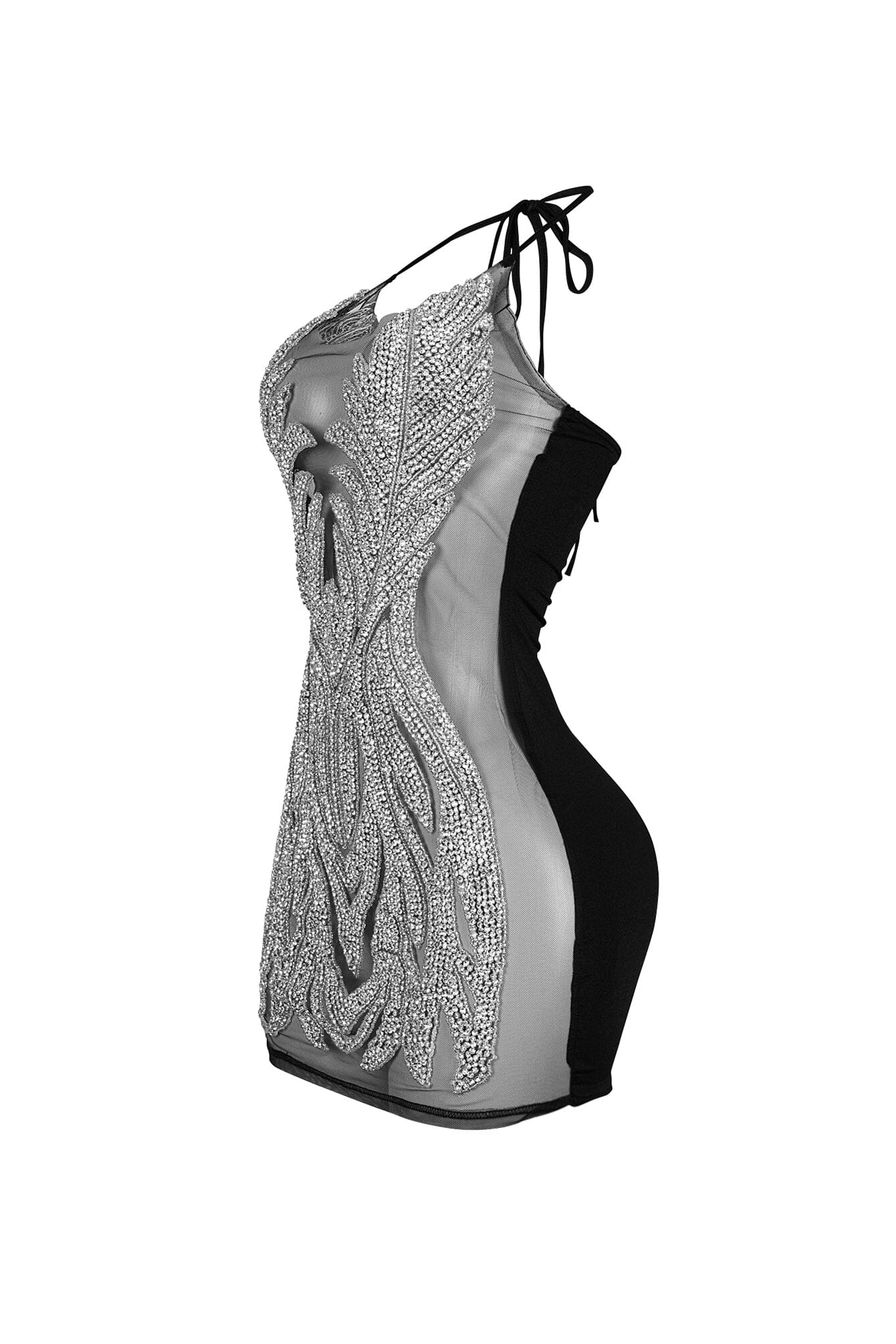 Bratty Rhinestone Mesh Contrast Mini Dress - Image 11