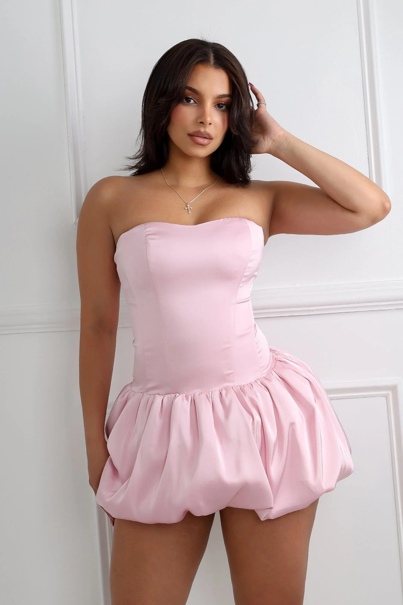 Bre Tube Satin Balloon Mini Dress - Image 6