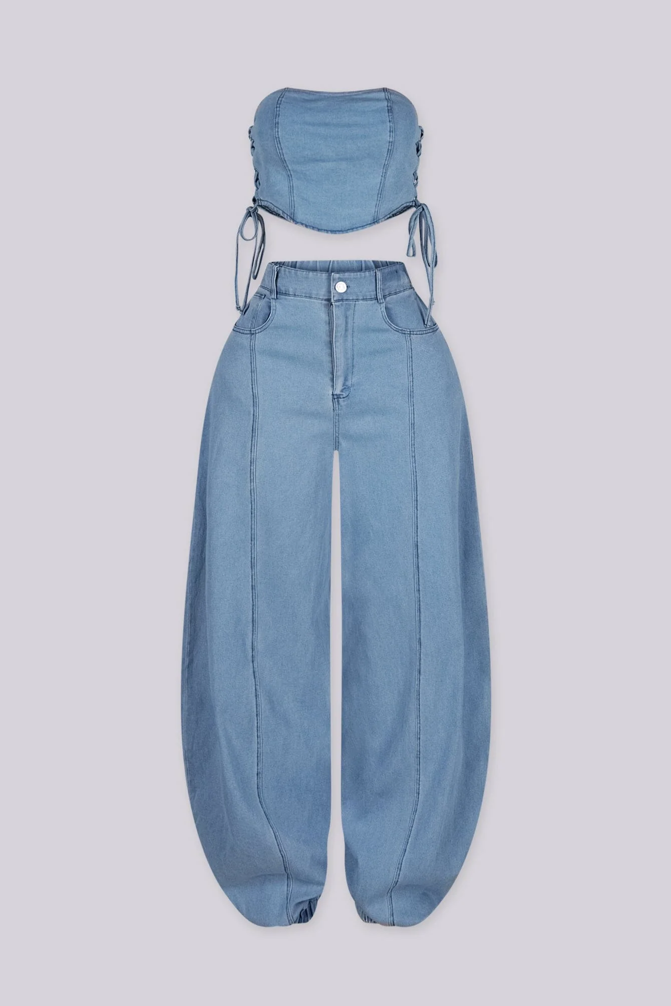 Breakline Denim Top & Jogger SET - Image 4