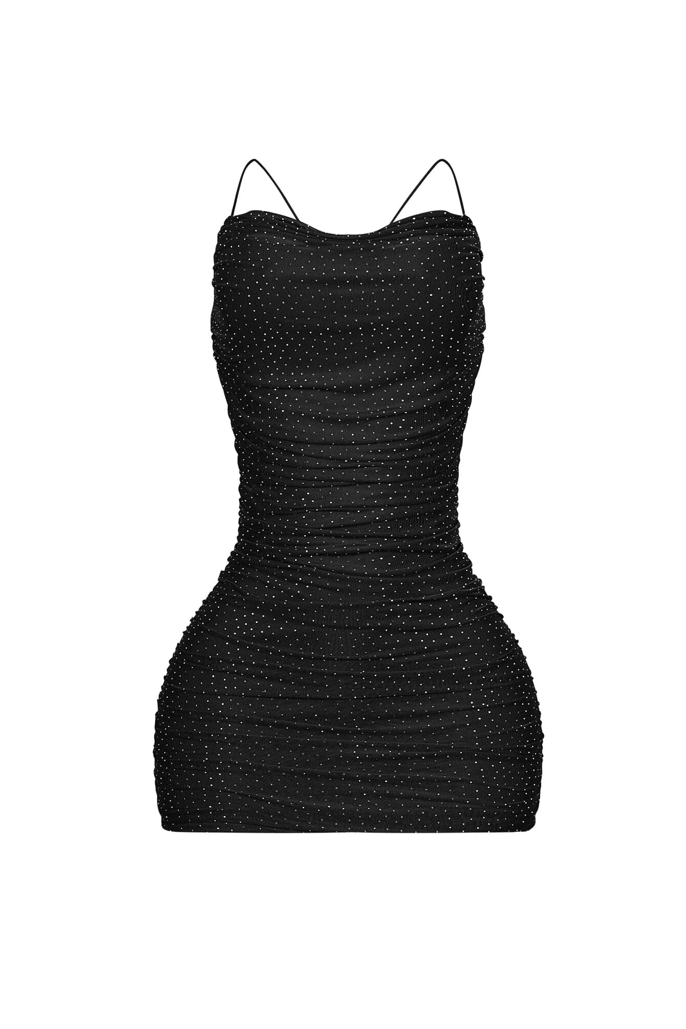 Brenda Mesh Rhinestone Ruched Mini Dress - Image 5