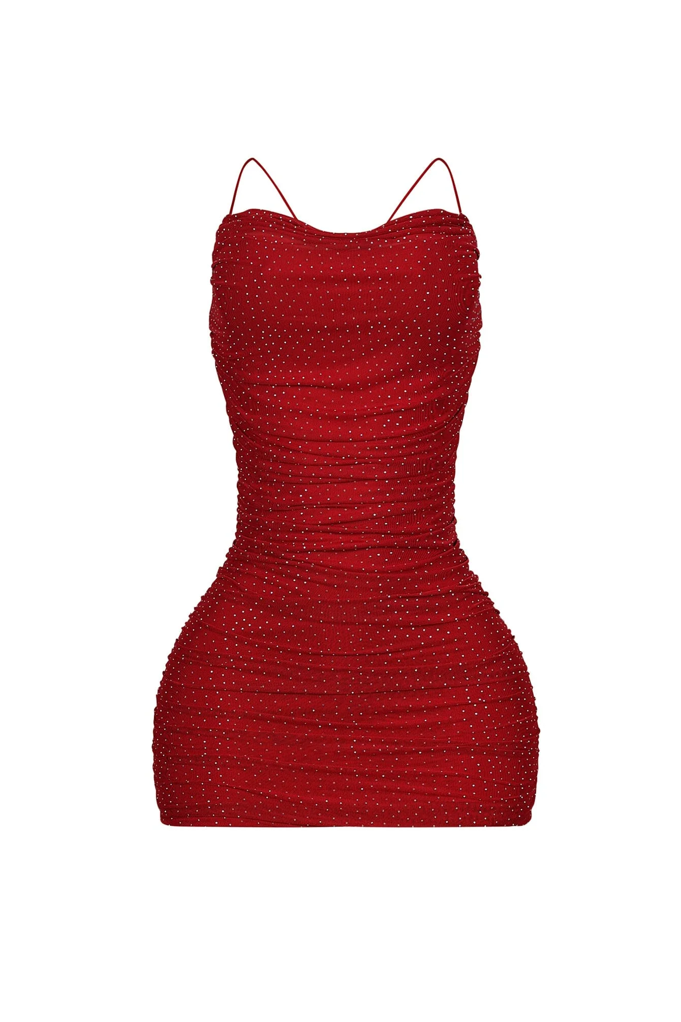 Brenda Mesh Rhinestone Ruched Mini Dress - Image 6
