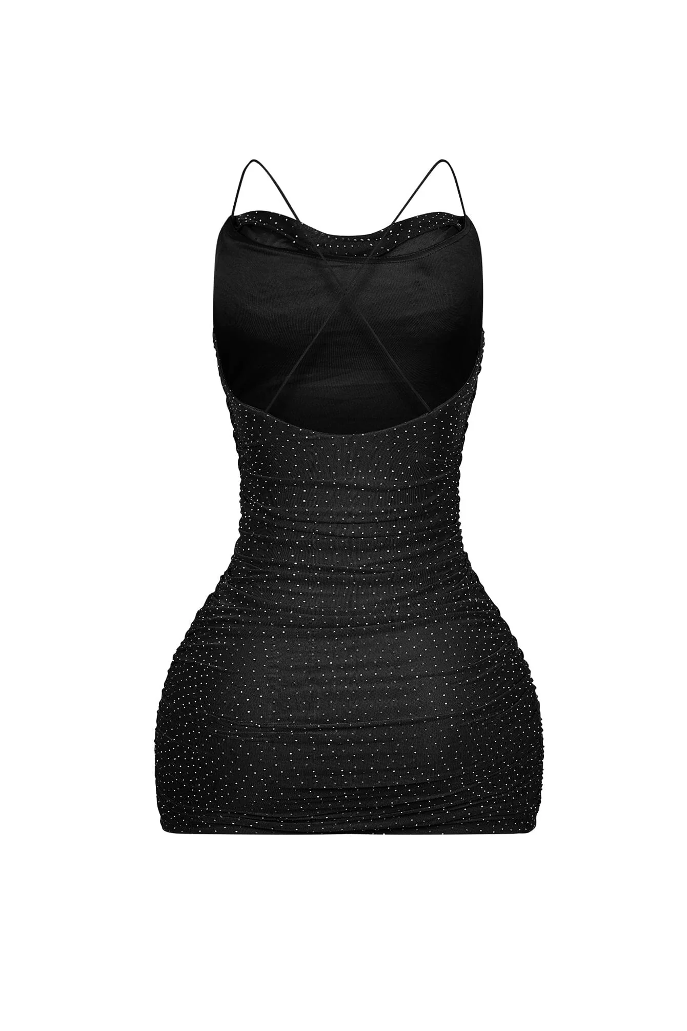 Brenda Mesh Rhinestone Ruched Mini Dress - Image 7