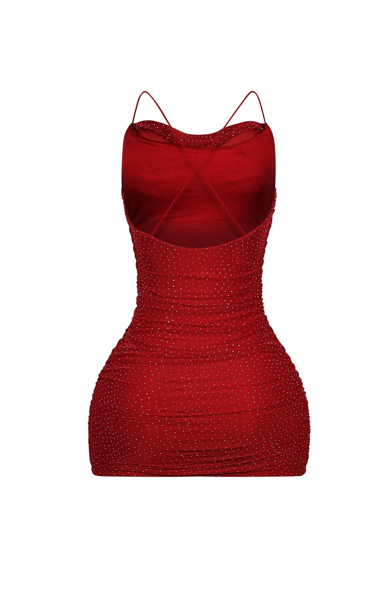 Brenda Mesh Rhinestone Ruched Mini Dress - Image 8