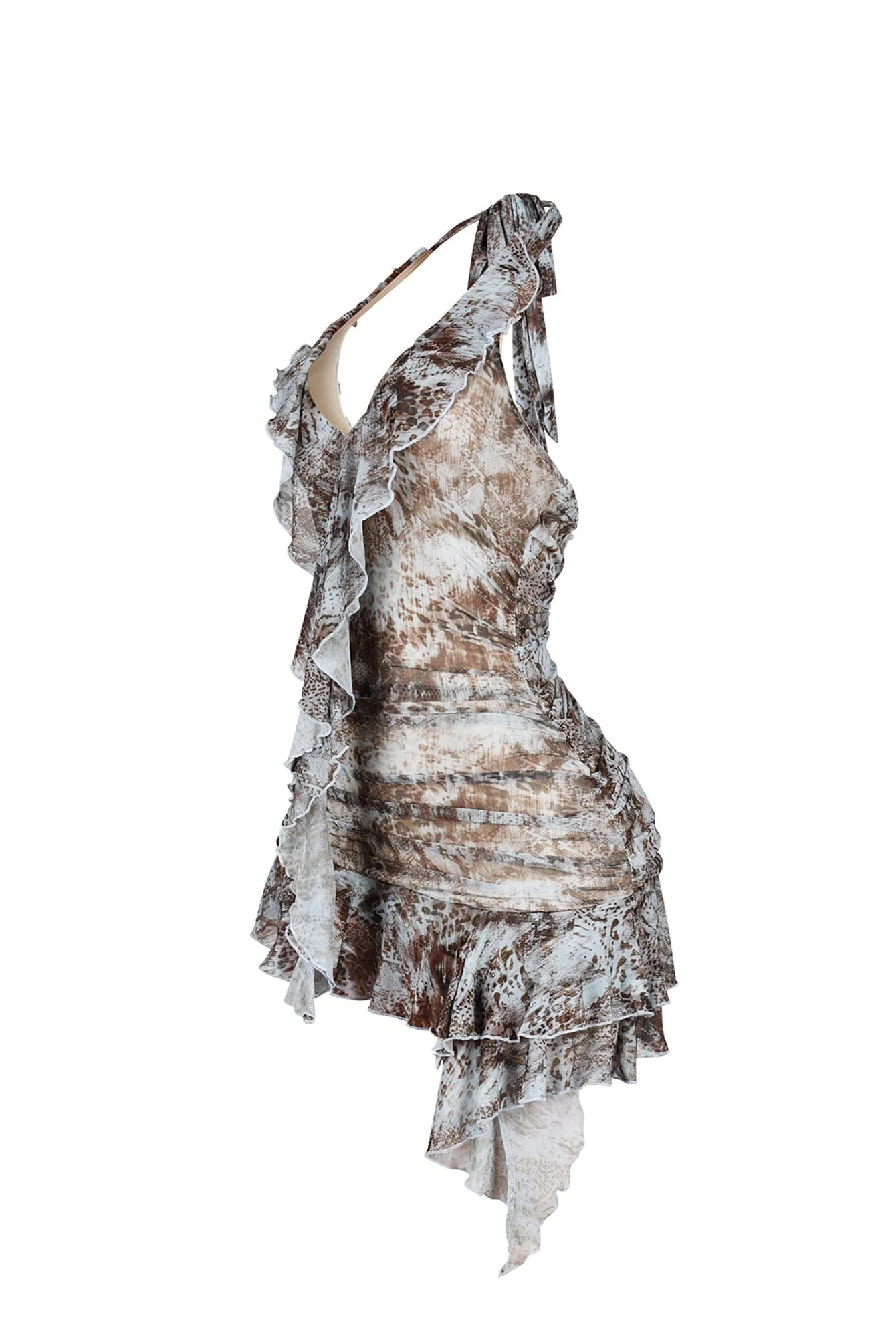Bristol Mesh Print Halter Dress - Image 3