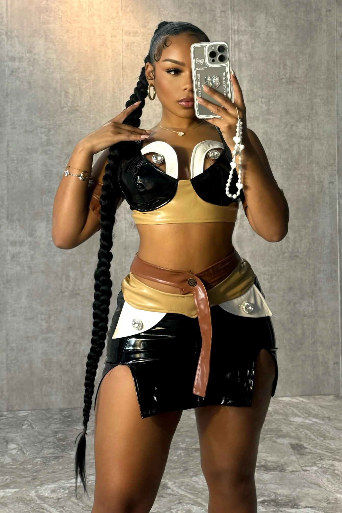Brown Sugar Latex Top & Skirt SET - Image 2